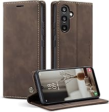 KZB Case for Samsung Galaxy A34 5G Premium Leather Wallet Flip Case Magnetic Card Holder Case for Samsung Galaxy A34 5G – Coffee