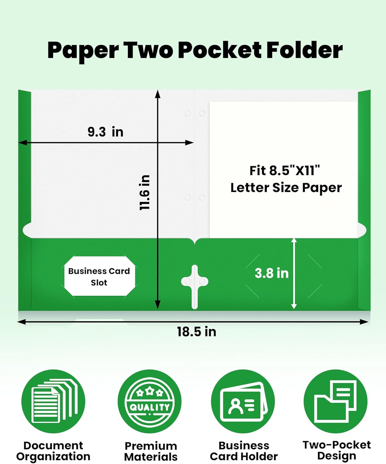 Condition photo showing New/Like New for SUNEE Folders with Pockets 3 Hole Punched(50 Pack, Green), 2 Pocket Folders Fit Letter Size Paper, Paper File Folder for School Office Home Business