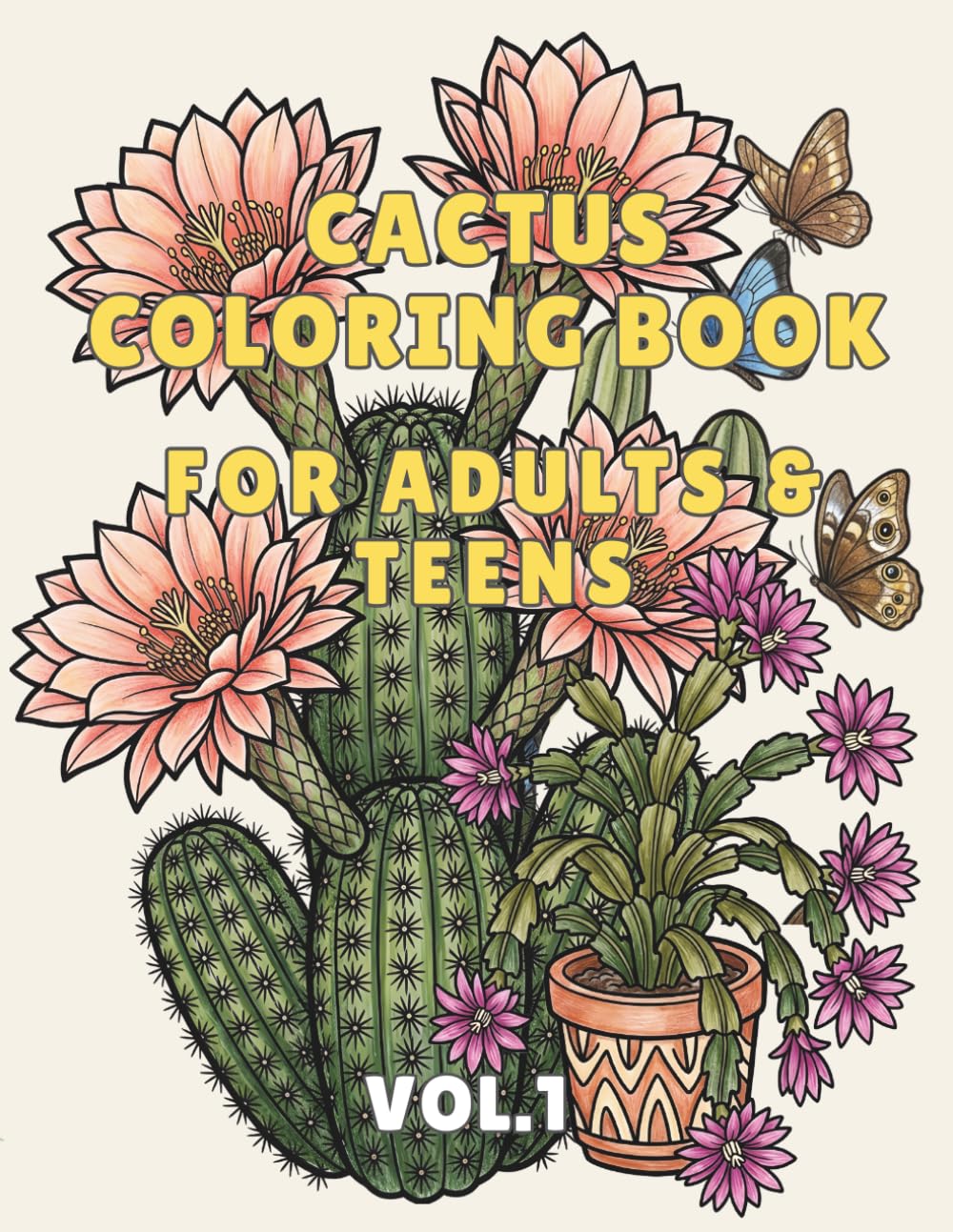 Cactus Coloring Book for Adults and Teens: Desert Cacti Designs with Bonus Unicorn Pages - Relaxing Botanical Coloring for Stress Relief