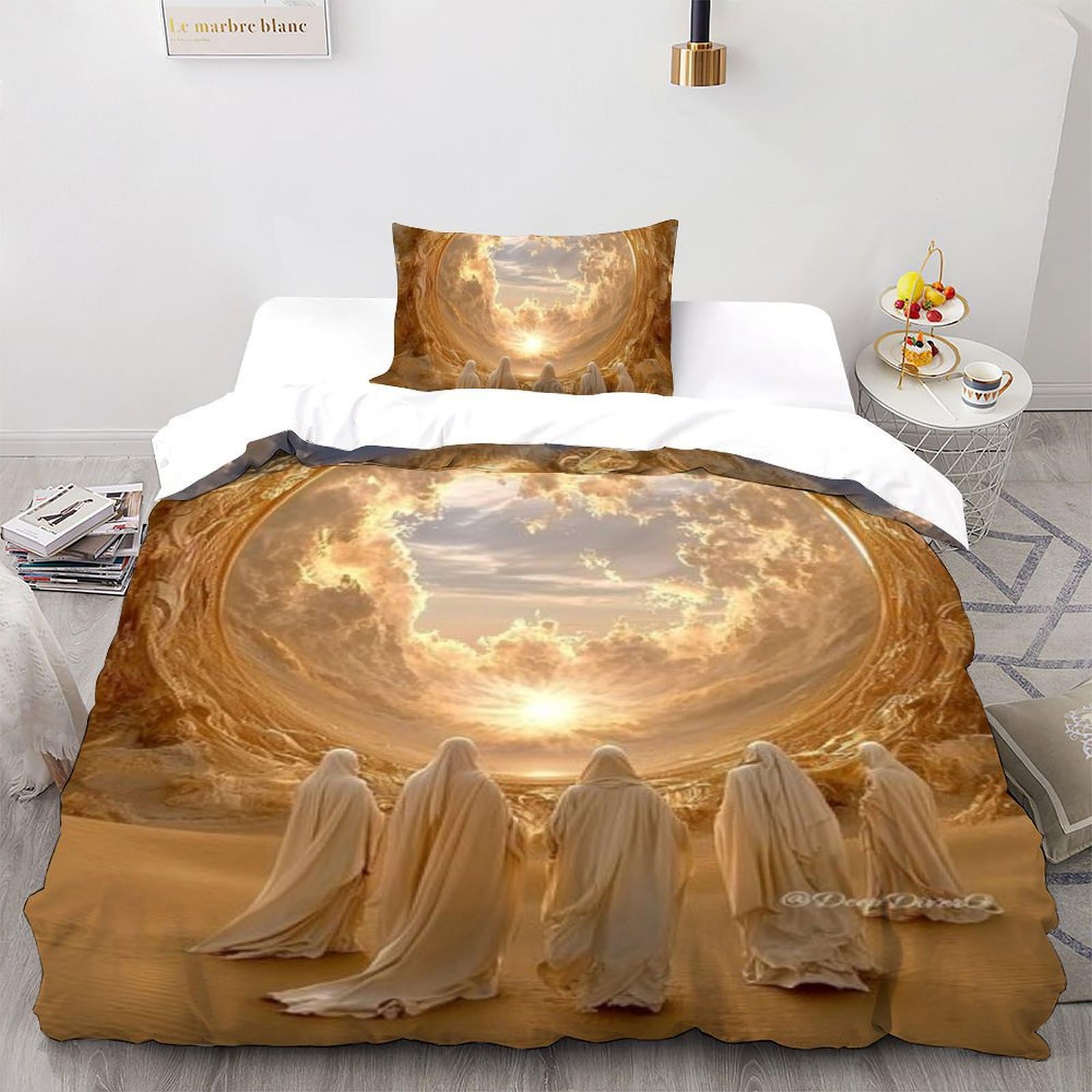 Housse de couette single Les Anges Literie blanche avec taie d'oreiller