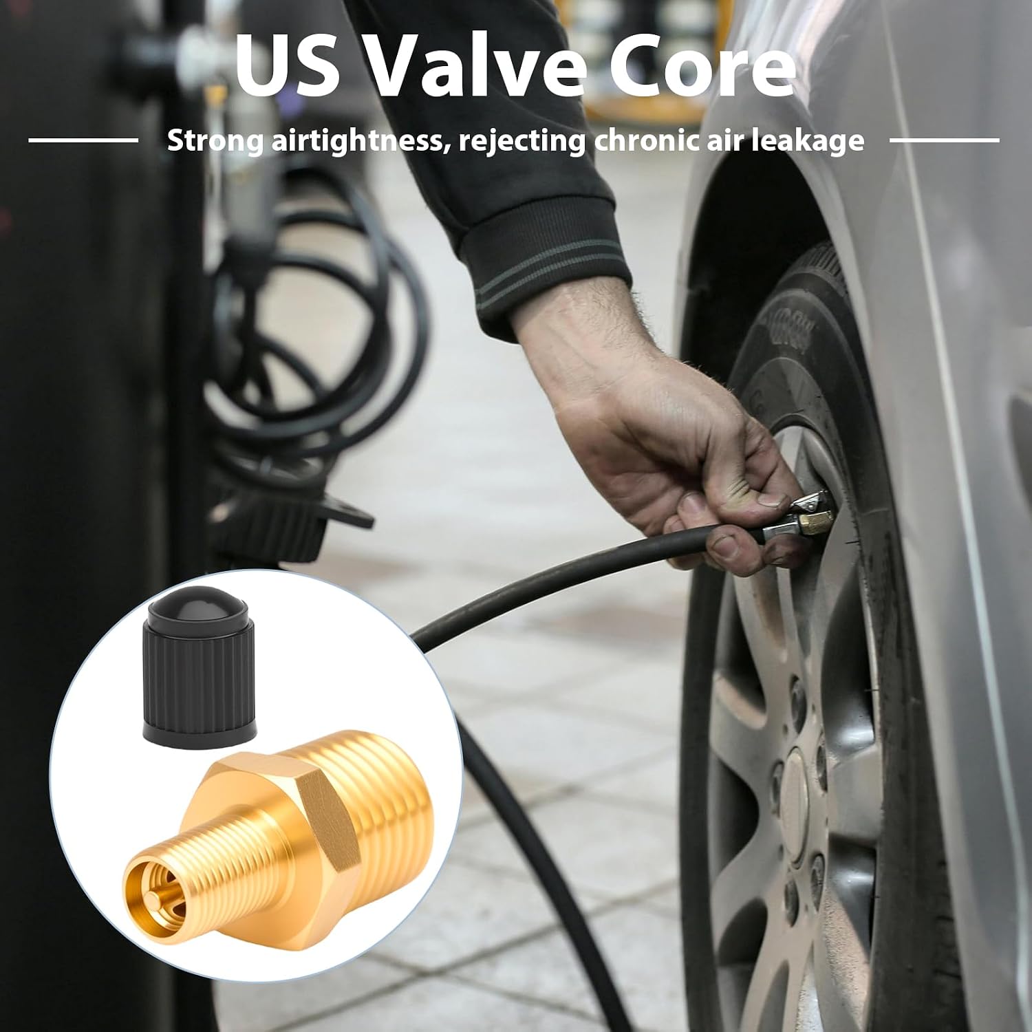 2 Sets Standard Brass Tire Air Inflator Adapter 1/4 NPT (m) for Schrader Valve (m) for Presta Air Chuck Compressor Hose Auto Tyre