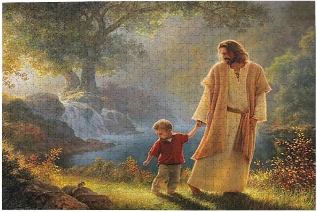 Jesus Holding My Hand Christ 300 Piece Jigsaw Puzzle Jigsaw Puzzles for Adults Children The Young Jigsaw Puzzles for Adult Puzzle Game 300 Piece Toys Gift