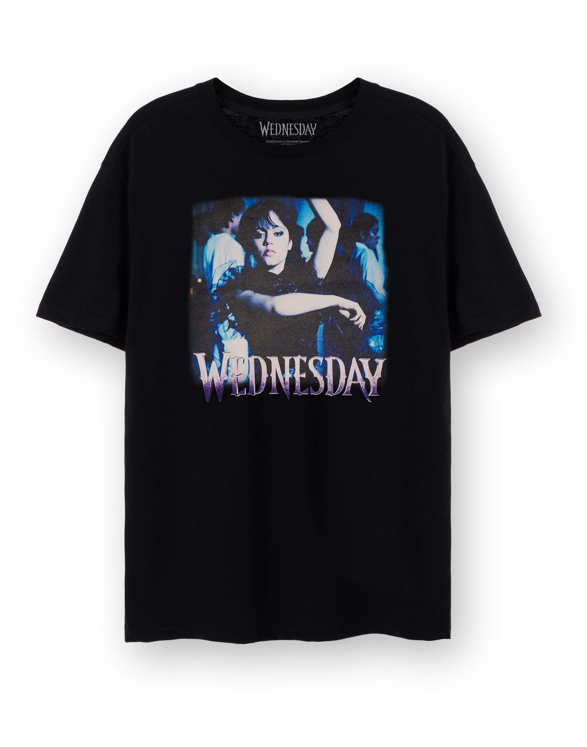 Maglietta Donna Wednesday Addams – Grafica Invecchiata Con Ombrello – Ufficiale Serie Netflix - 3
