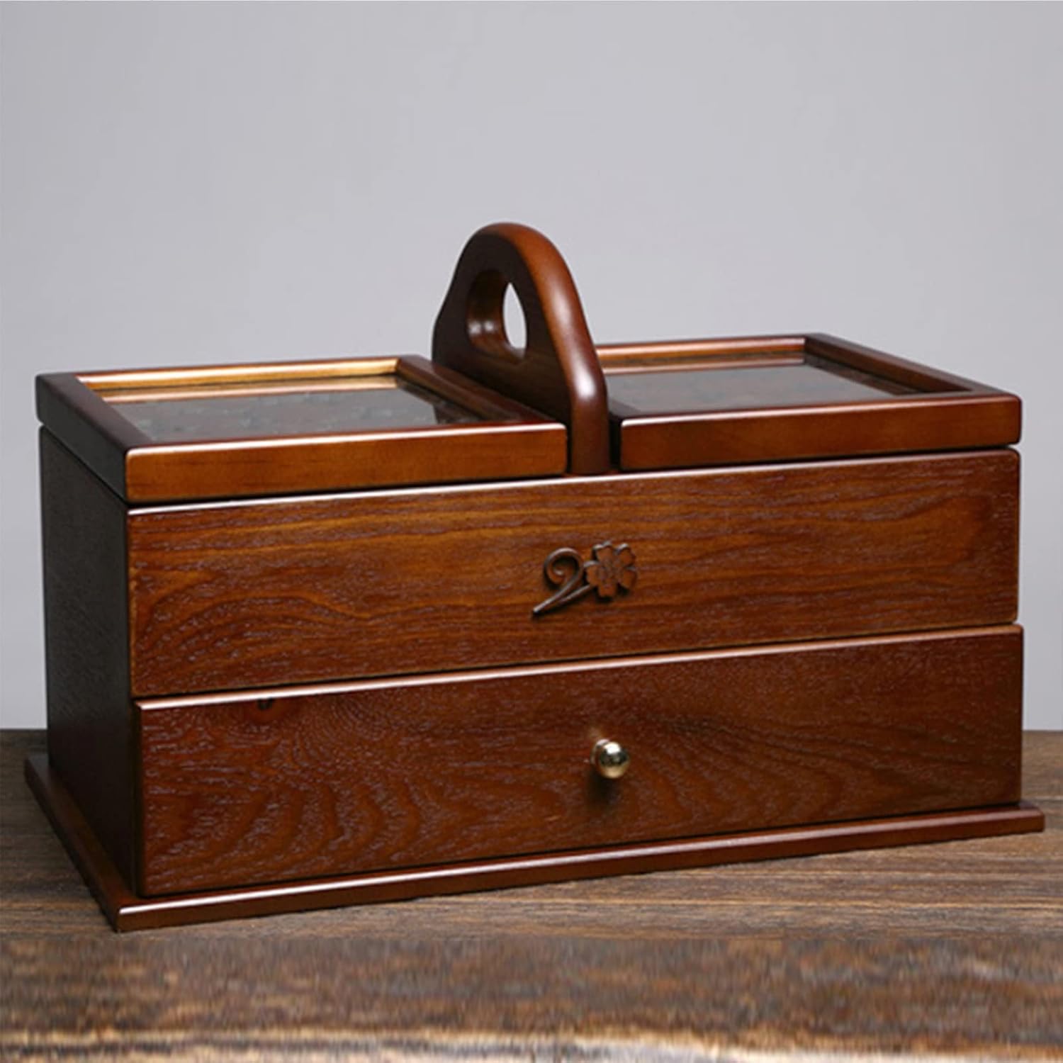 Wooden Large Sewing Baskets，Classic Expanding Sewing Box