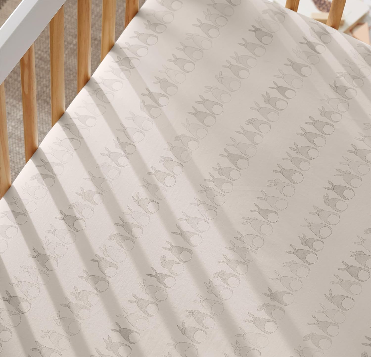 Boll & Branch Signature Hemmed Fitted Baby Crib Sheet for Boys & Girls - One Size, Cottontail - Toxin-Free, Soft, Sateen 100% Organic Cotton - Top-Stitched Elastic Band, Secure Fit for Standard Cribs