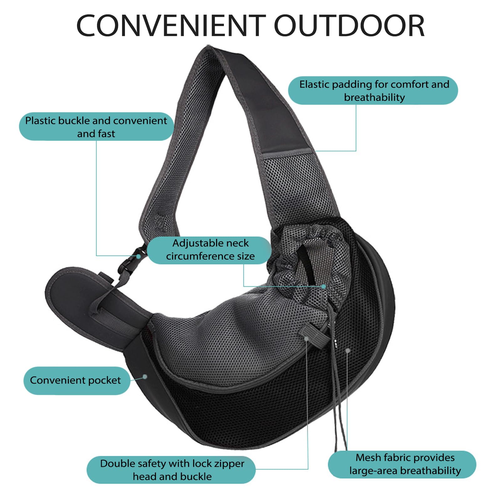 Borsa da Viaggio per Cani, Regolabile Borsa Animali Domestici, Trasportino da Passeggio, Borsas Porta Cane, Marsupio per Cani, per Viaggio Passeggiata（Nero）