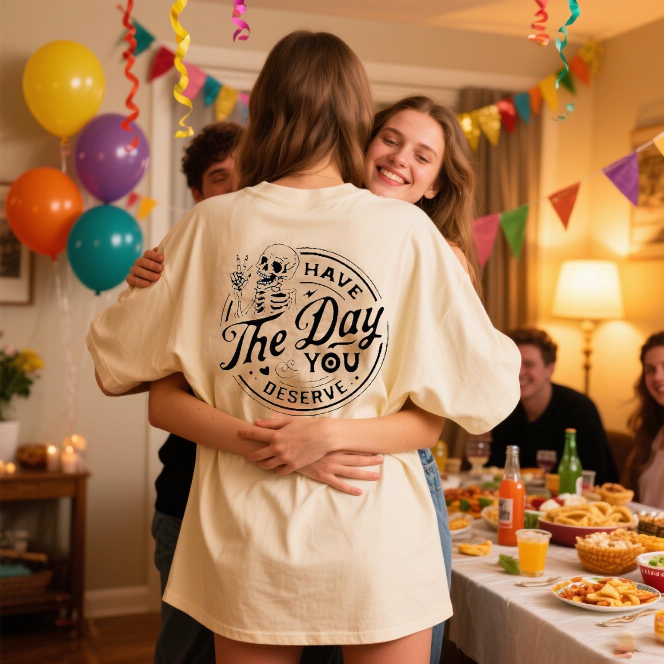 Fiscrat Have The Day You Deserve Shirt Oversized Tshirts for Women Motivational Skeleton Tshirt Positive Graphic Tees - Image 6