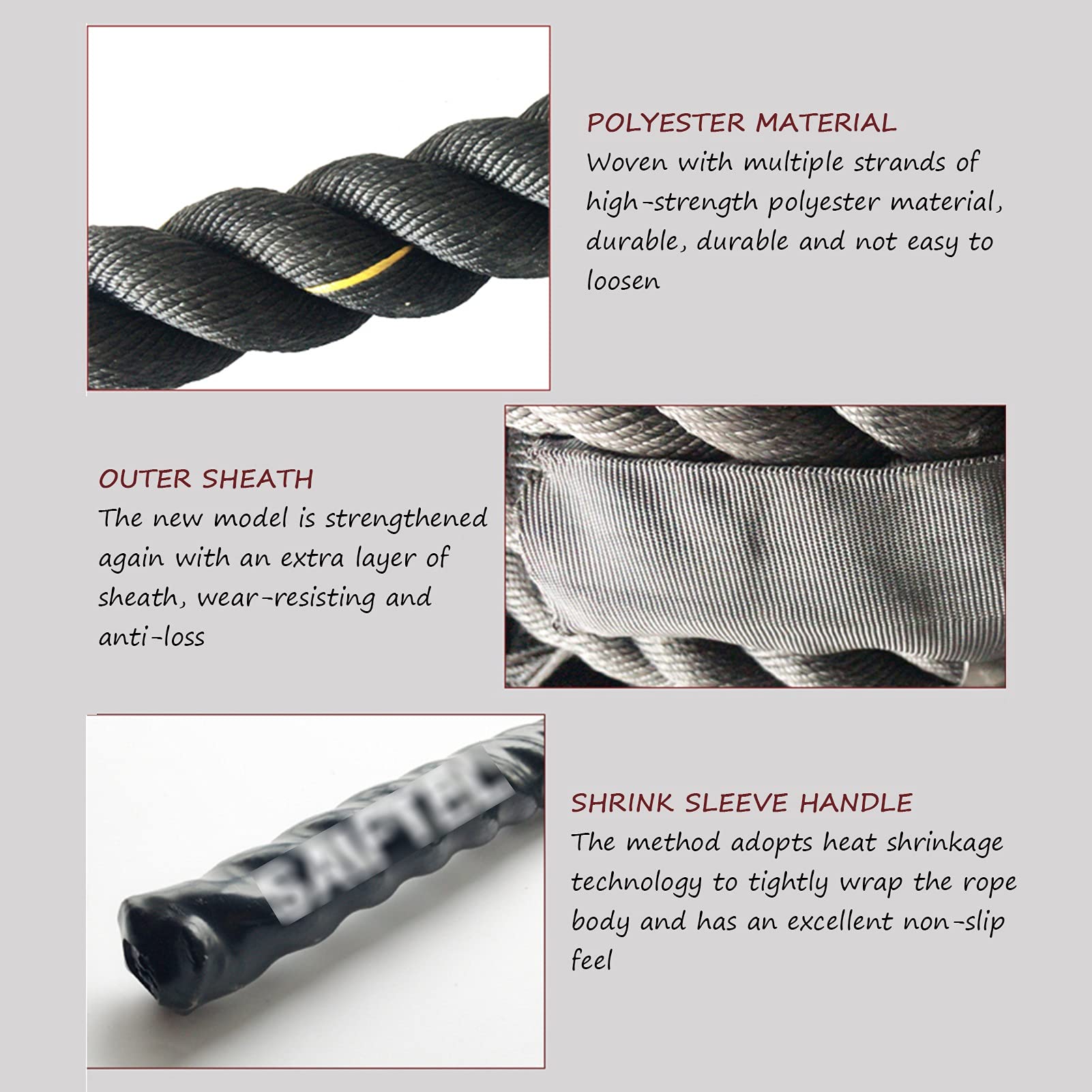 Battle Rope Corda per Esercizi Fitness per Adulti, Corda per Onde di velocità per Esercizi A Casa E in Palestra, Corde Slam Heavy Duty Ideal per Bruciare Calorie E Grassi, per Interni Ed Esterni
