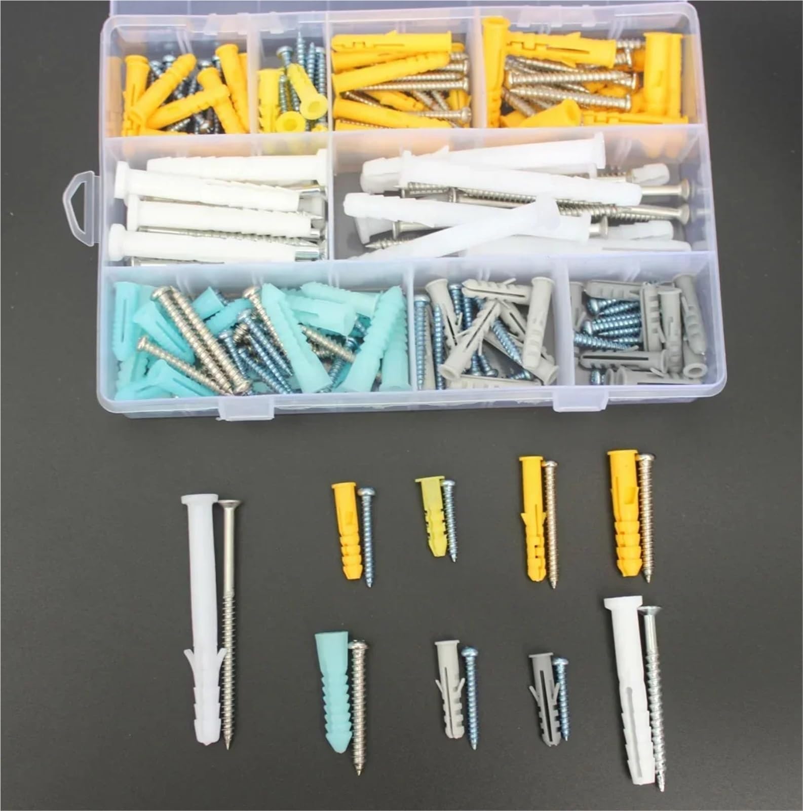 Dübel 10mm Trockenbau-Rippendübel-Anker-Set, Kunststoff-Selbstbohr-Erweiterung mit selbstschneidendem Kreuzschlitzschrauben-Sortiment