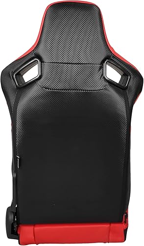 Miniatura 2 de IKON MOTORSPORTS, Asiento universal para carreras, lado izquierdo del conductor con doble deslizador, cuero sintético rojo reclinable