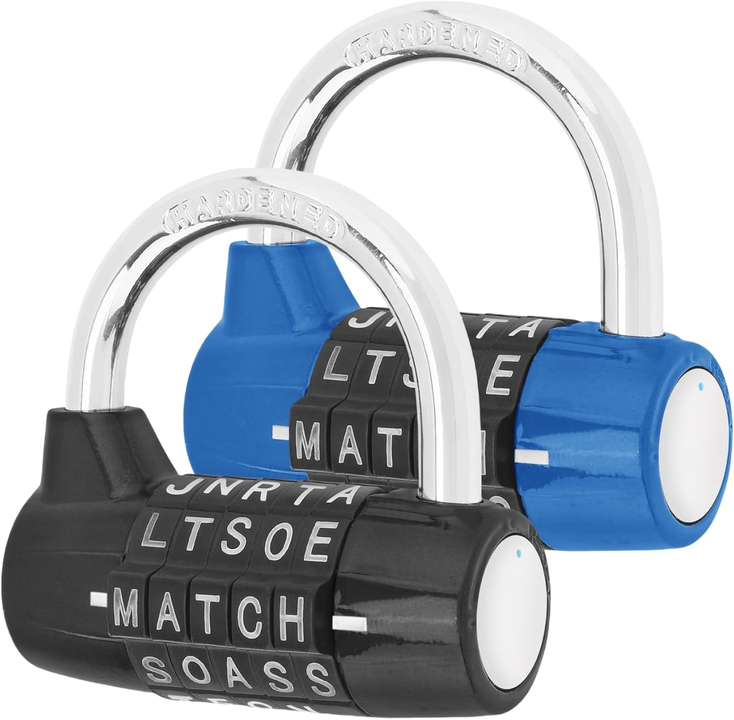 Gym Locker Lock 5 Letter Word Lock Safety Padlock Combination Lock for School Gym Locker,Sports Locker,Fence,Toolbox,Case,Hasp Storage (2, Blue+Black)