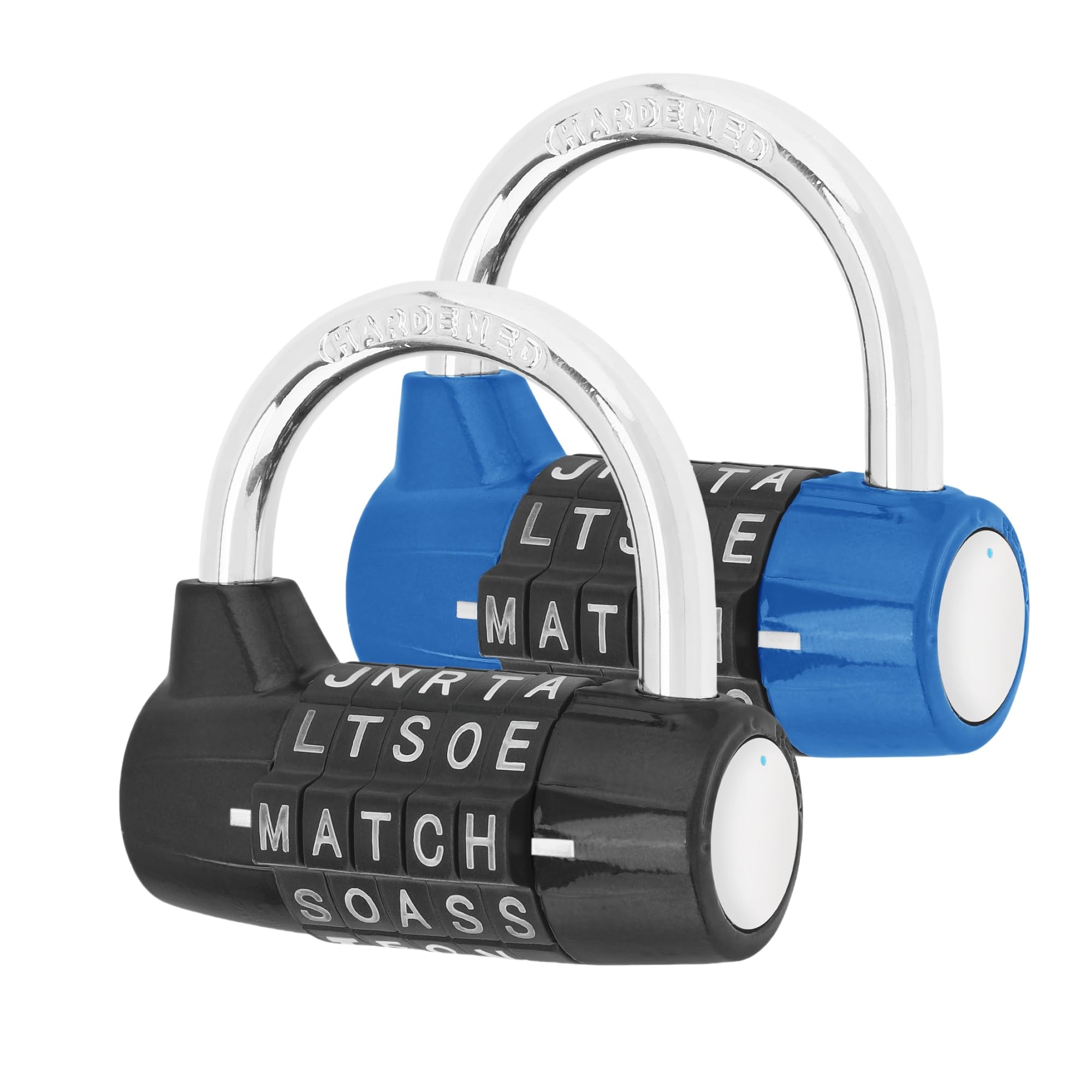 HOJLKLD Gym Locker Lock 5 Letter Word Lock Safety Padlock Combination Lock for School Gym Locker,Sports Locker,Fence,Toolbox,Case,Hasp Storage (2, Black+Blue)