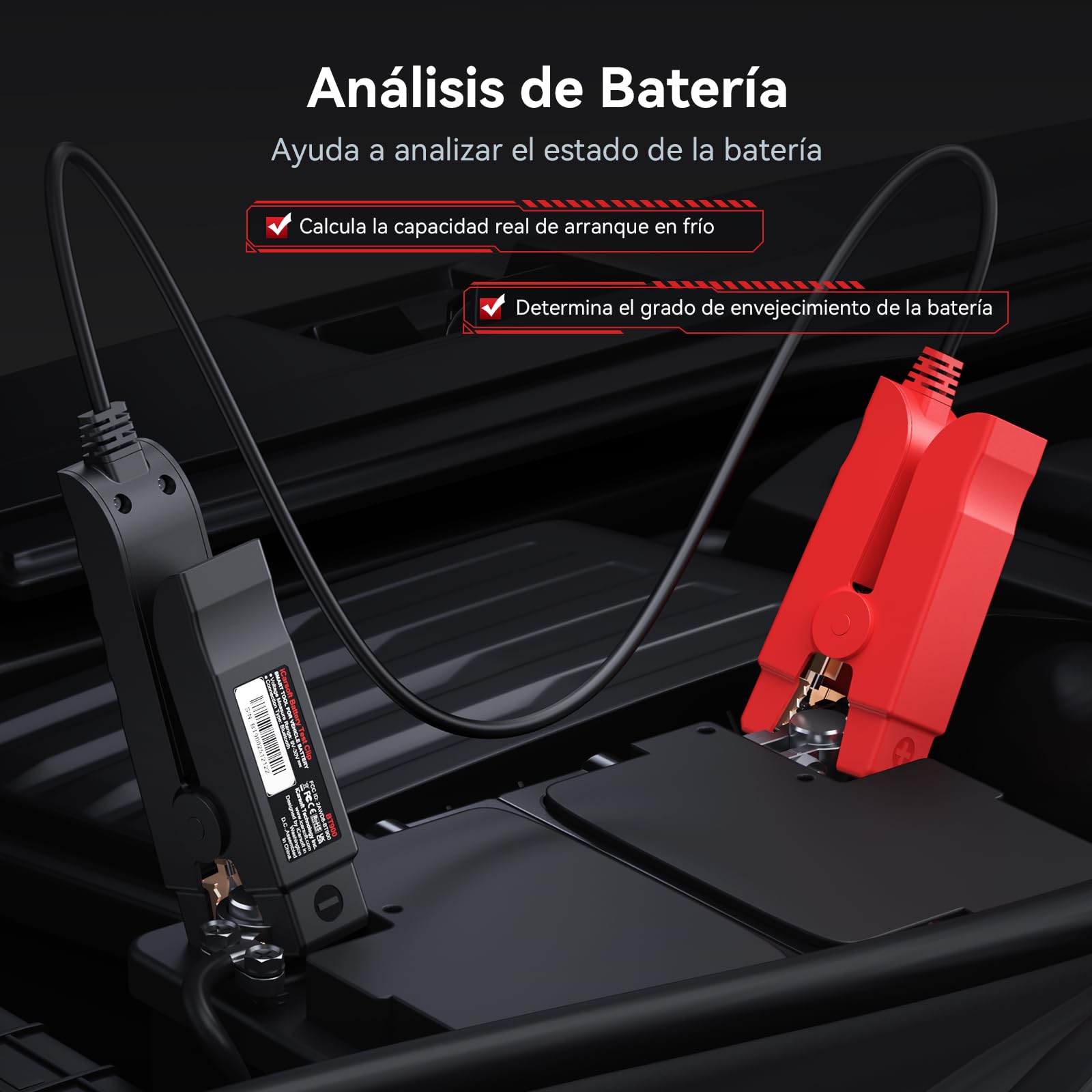 iCarsoft BT900 Probador de Batería Coche, Comprobador de Batería 12 V/24 V 100-2000 CCA, AGM, GEL, EFB, Bluetooth Conexión, Prueba de Arranque/Carga para Coche, Moto, ATV, SUV, Barco, Yate