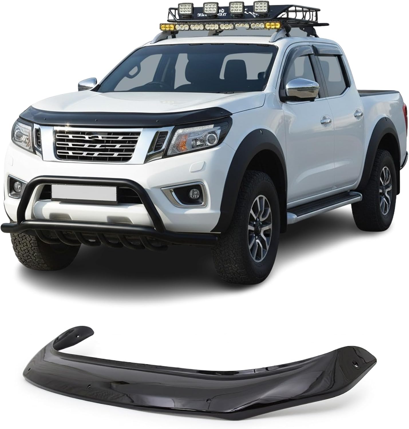 Hood Deflector Guard fits Nissan Navara 2014-2024, Bugflector Bug & Bonnet Shields, Black ABS Hood Protector, Protects from Particles & Bug, All Weather Durable Car Exterior Accessories