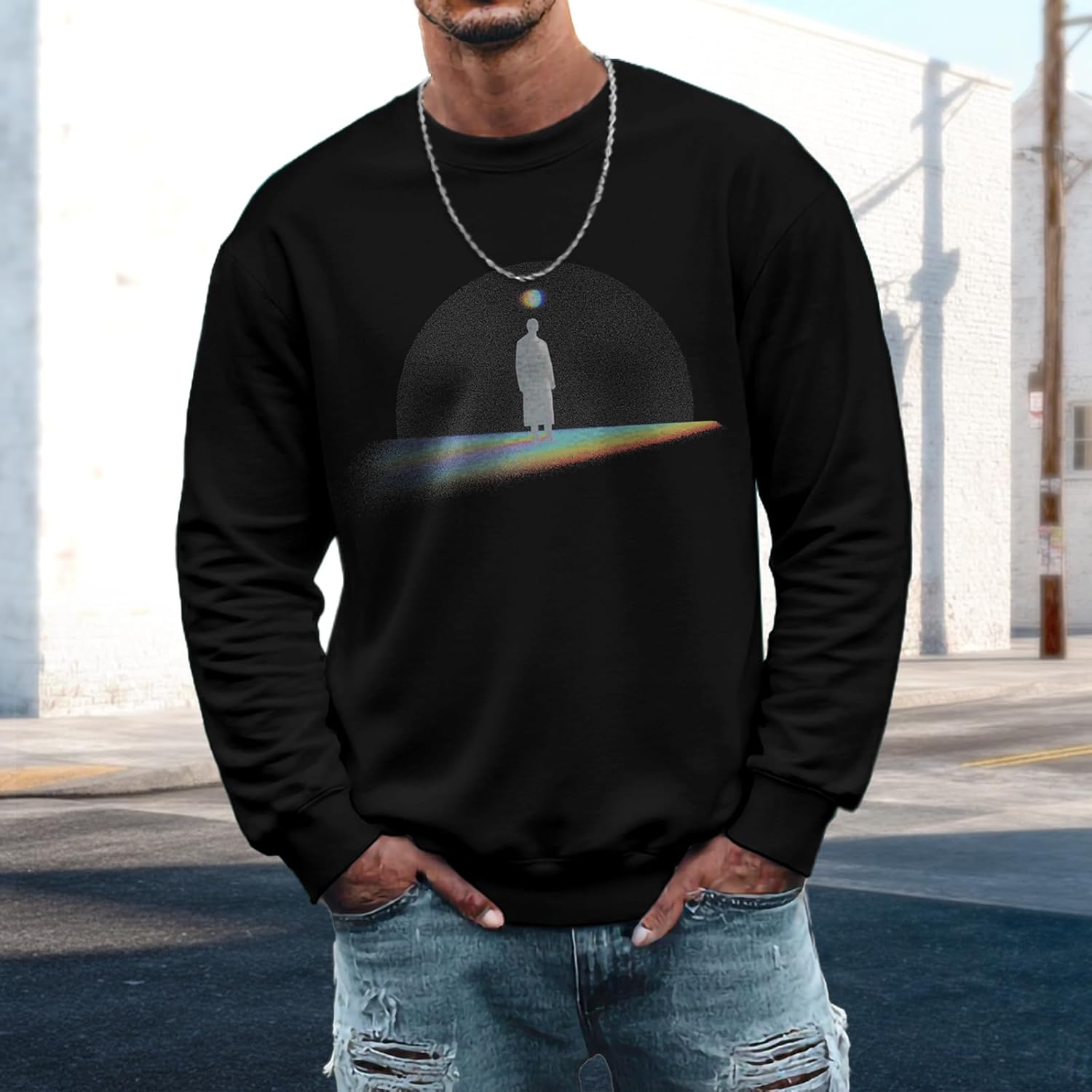 Crewneck Sweatshirt Men Vintage Hip-Hop Street Style Funny Long Sleeve Casual Pullover Loose Fit Fall Basic Clothes - Image 2