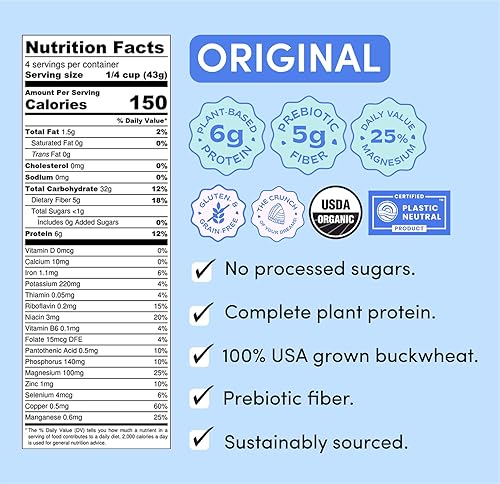 Miniatura 2 de Lil Bucks Cereal paleo, granos de trigo sarraceno germinados, granola sin gluten (original, 3 unidades)