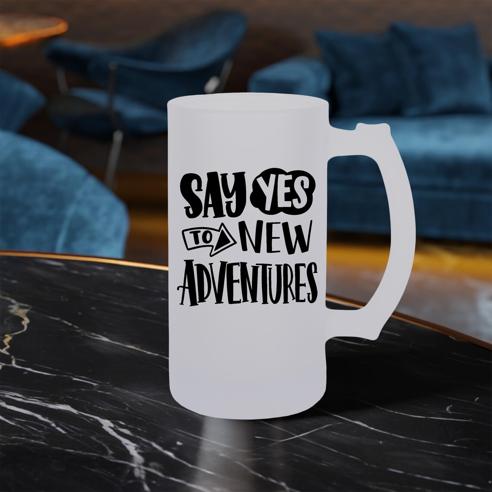 100 North 'Adventure Begins' 16oz Frosted Matte Glass Beer Mug – Unique Drinking Stein - View #10
