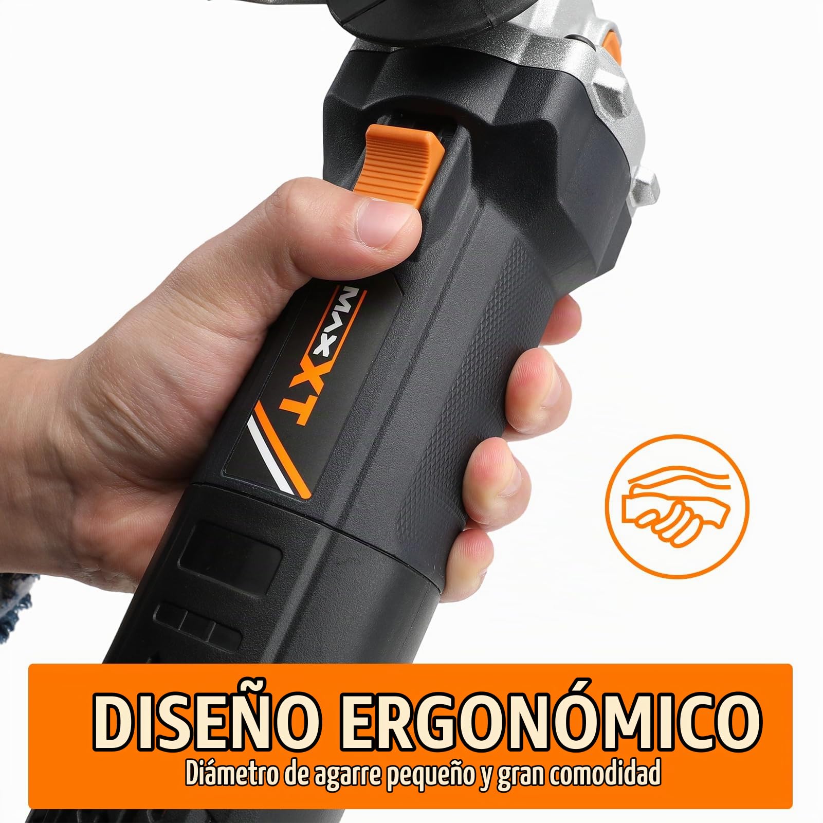 MAXXT Amoladora angular 125 mm | 1700W con Arranque suave & Protección contra sobrecargas – 12.000 rpm para corte, desbaste y pulido de precisión