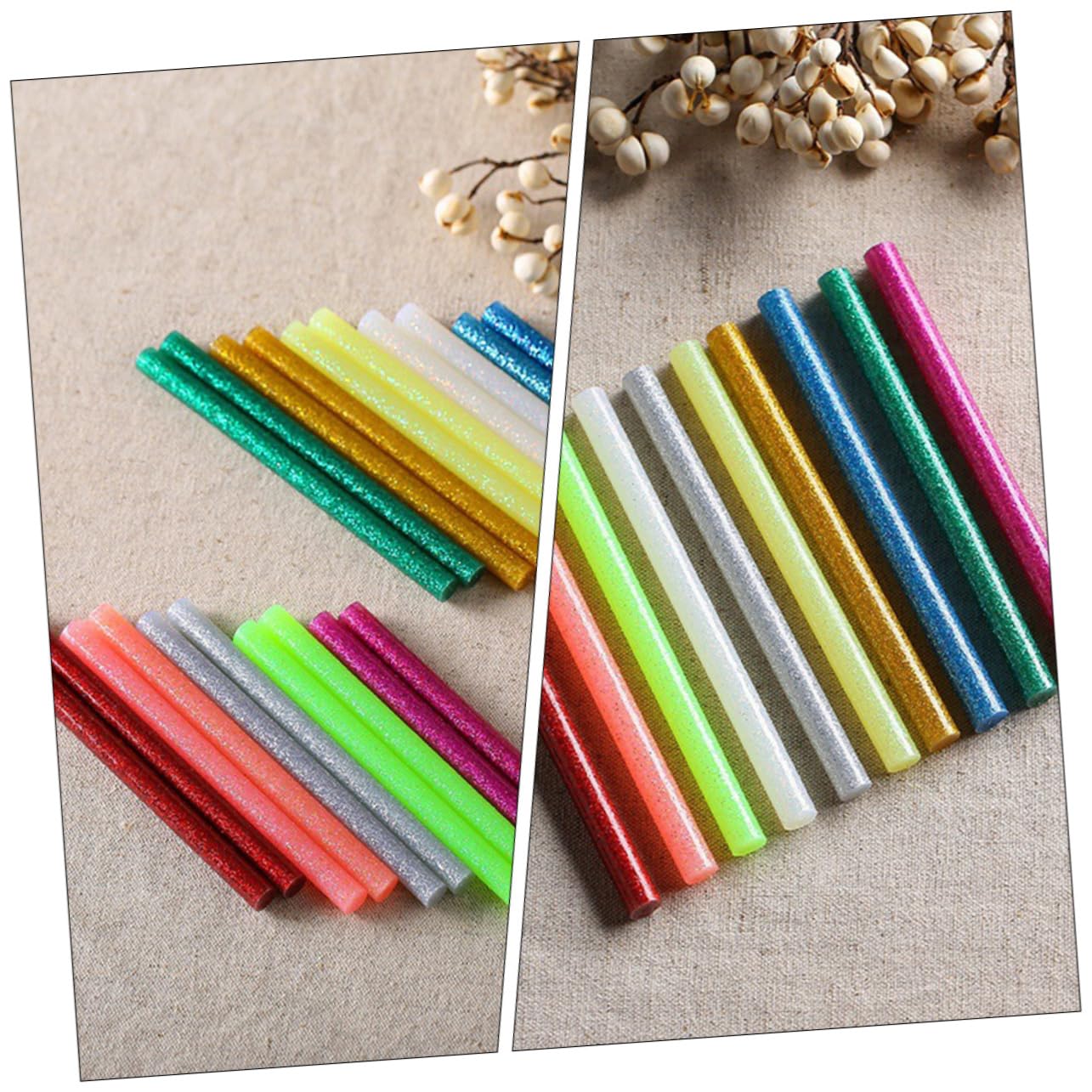 NUOBESTY 100pcs Glitter Hot Glue Sticks for Art Crafts Shinning Supplies High Adhesion Hot Melt Glue