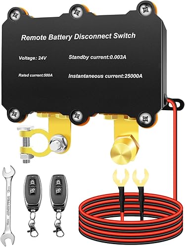 DC 24V 500A Remote Battery Disconnect Switch, Intelligent Battery Kill Switch fo