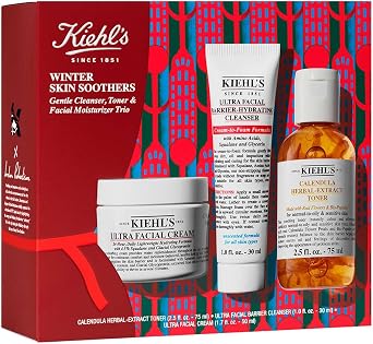 Kiehl's Winter Skin Soothers Gift Set, Cleanser, Toner, Facial Cream Set