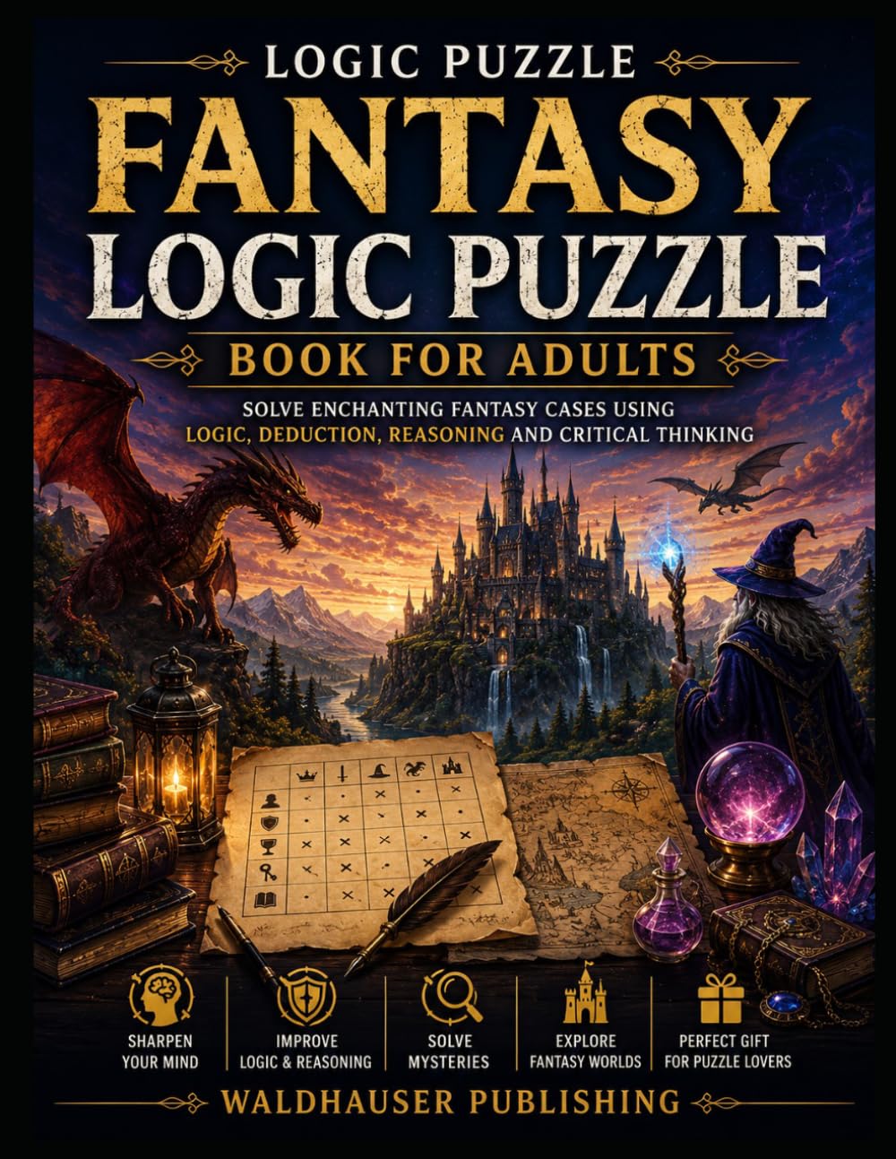 Fantasy Logic Puzzle Book for Adults: Solve Enchanting Fantasy Cases Using Logic, Deduction, Reasoning and Critical Thinking