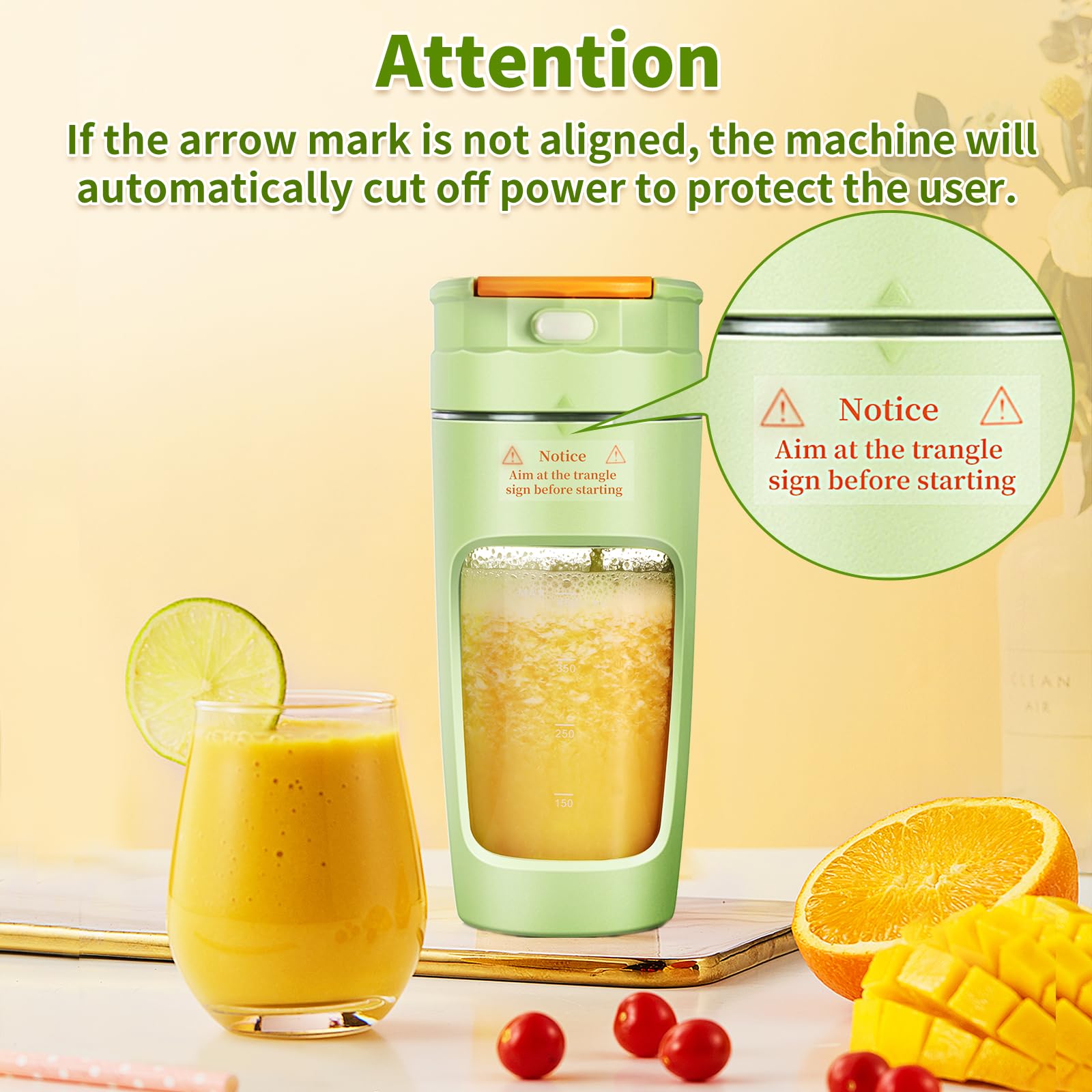 Vaso portátil de gran capacidad, 600 ml, licuadora de tamaño personal de viaje para batidos y batidos. Mini licuadora recargable por USB, taza de jugo portátil, taza de licuadora de alta potencia de