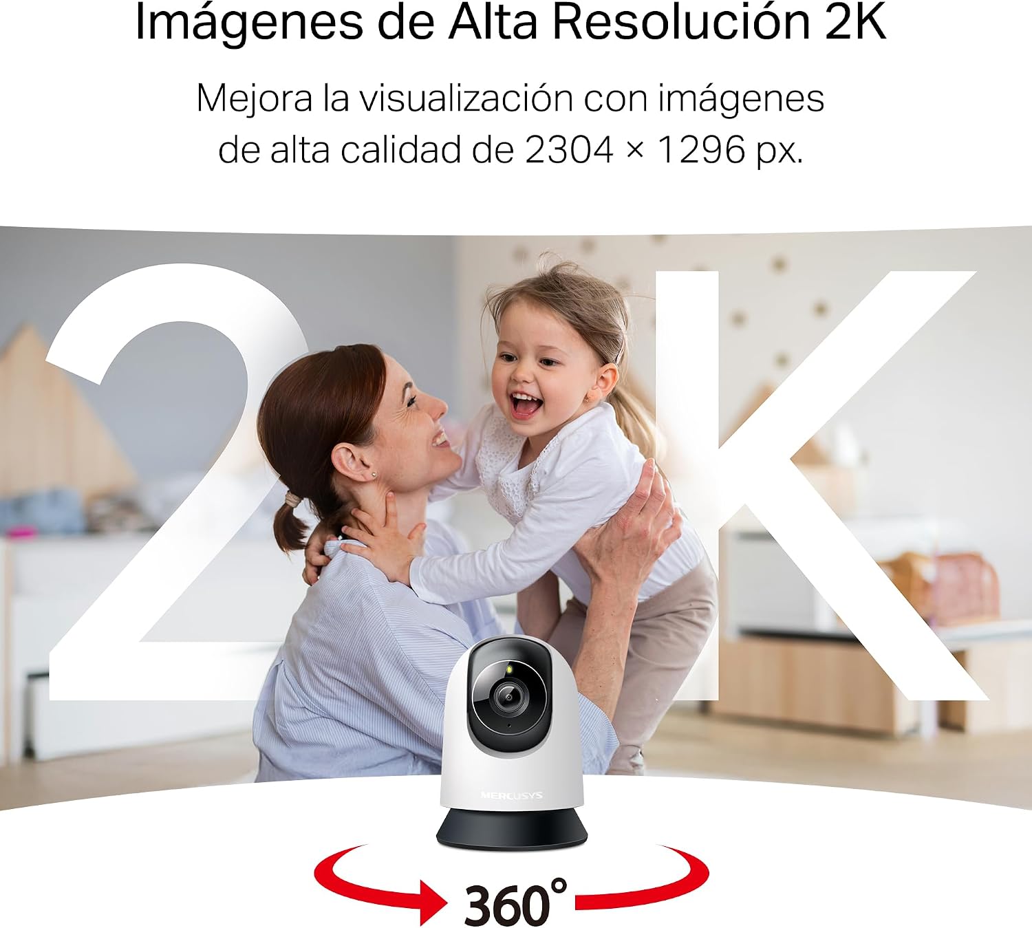 MERCUSYS MC210 – Cámara vigilancia WiFi Interior 360°, 2K 3MP, Bebé | Detección de Movimiento. Visión Nocturna. Audio Bidireccional. Almacenamiento Local o Nube. App Tapo. 4