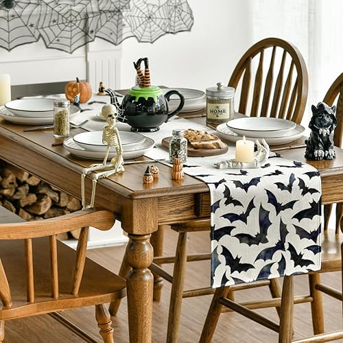 Miniatura 4 de Artoid Mode Silhouette - Camino de mesa de Halloween con murciélagos negros, decoración de mesa de comedor para decoración de fiesta en el hogar, 13