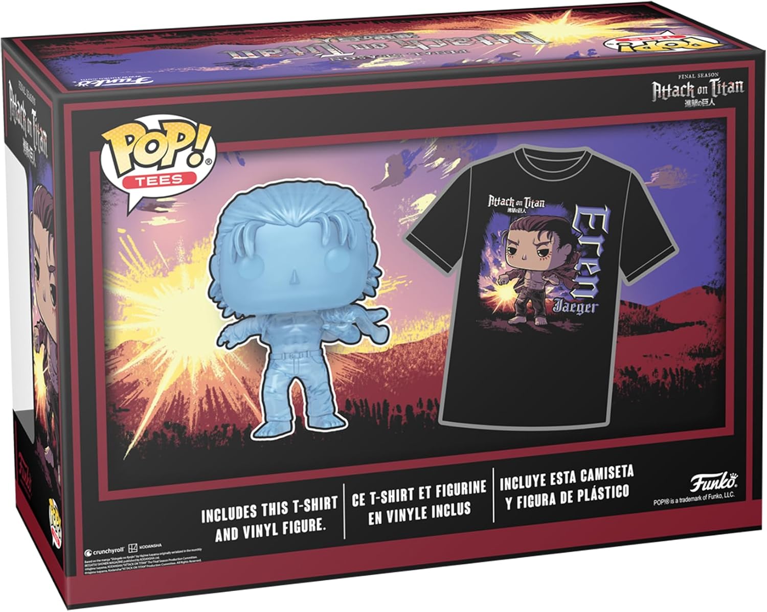 Funko POP! & Tee: Attack on Titan - Eren Yaeger with Marks - Extra Large - (XL) - T-Shirt - Clothes with Collectable Vinyl Figure - Gift Idea - Figure and Short Sleeve Top for Adults Unisex