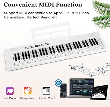 COSTWAY 61 Key Folding Digital Piano Keyboard, Portable Full Size Electric Piano with MIDI & Split Function, Headphone, Sustain Pedal, Carrying Bag, for Beginners, Kids, Adults (White)