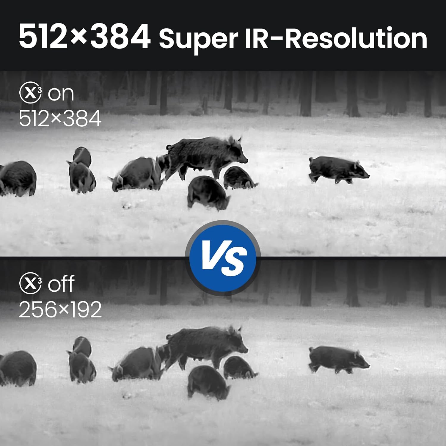 Comparison of HD and Highlight thermal image modes showing a peacock