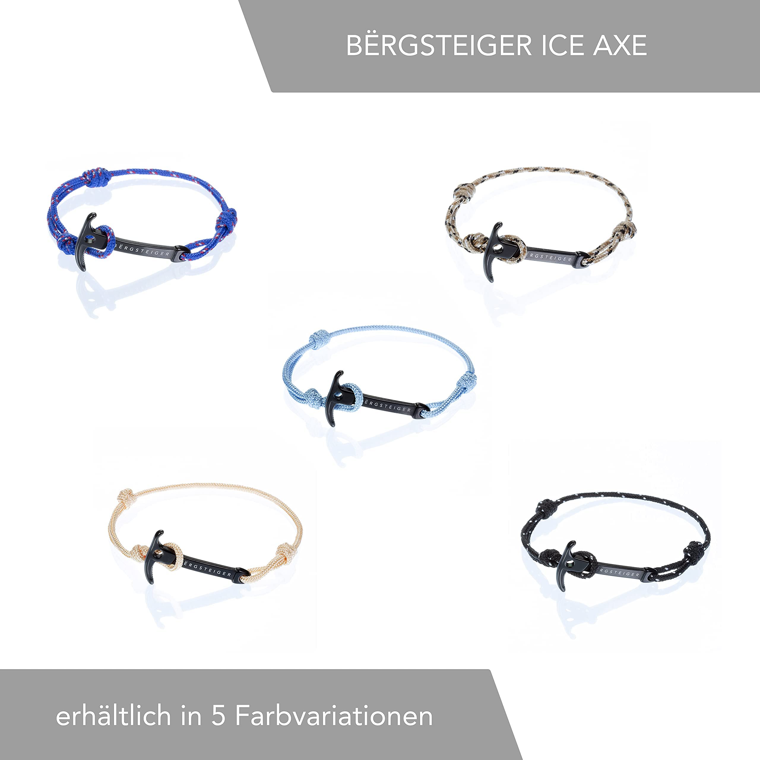 ICE AXE - Bracciale da uomo e da donna con picchetto di ghiaccio, in tessuto di alta qualità, bracciale intrecciato, bracciale in tessuto, ideale come regalo per alpinismo