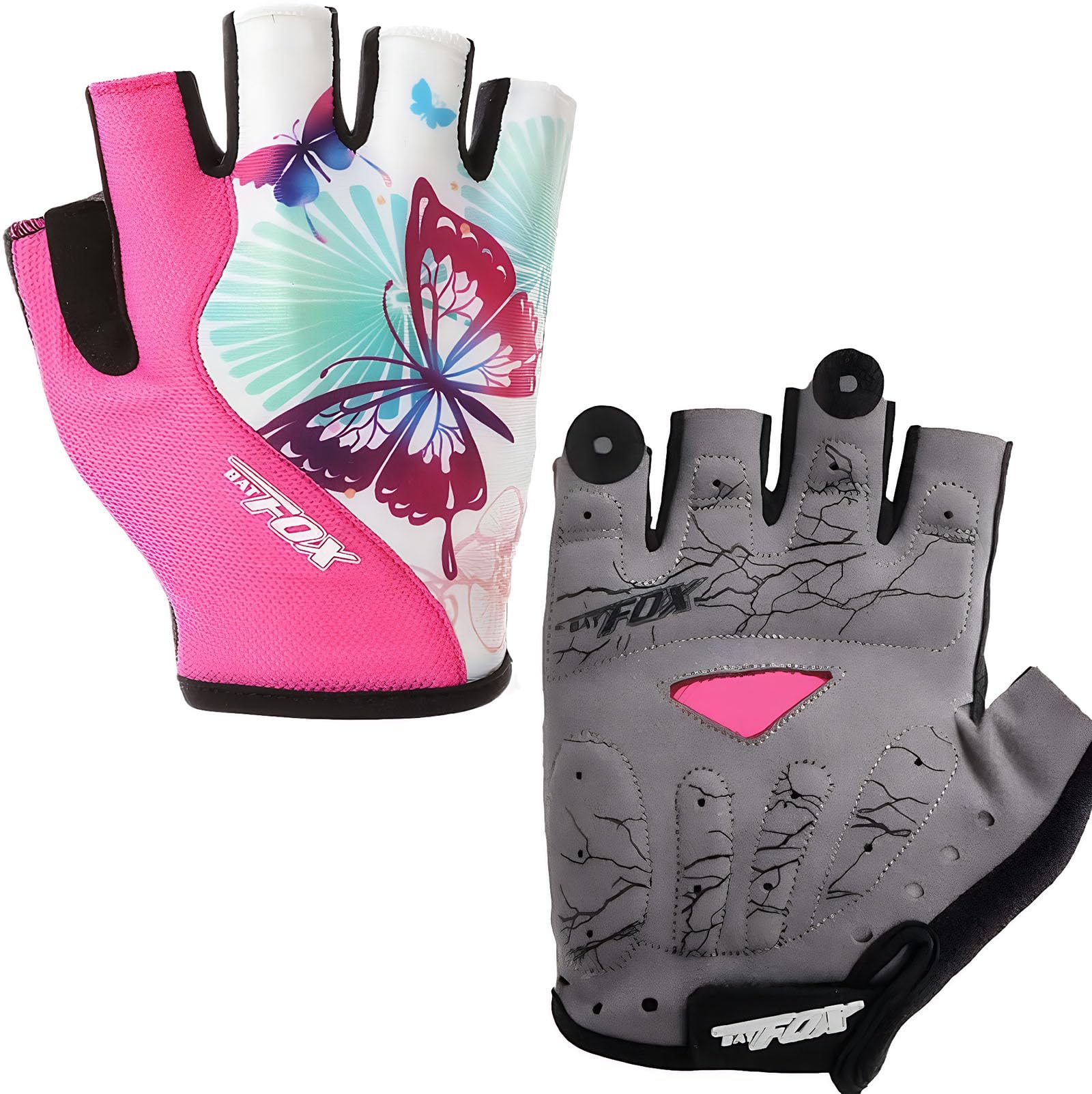 DuShow Guanti da ciclismo da donna a mezze dita, con imbottitura in gel, antiscivolo, ammortizzanti, per mountain bike, strada, bici, bici, senza dita