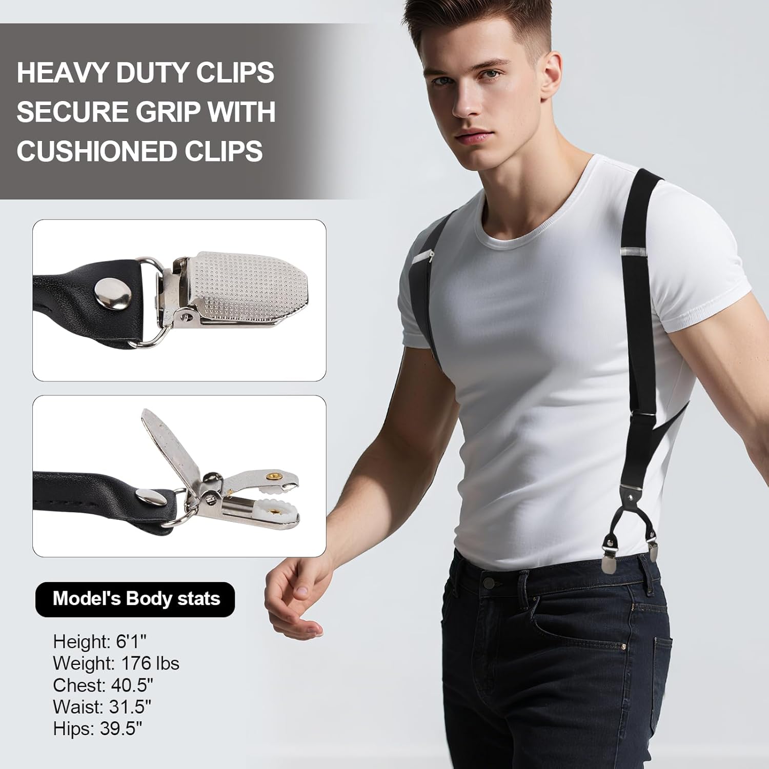 Men's Suspenders with Dual Clips Per Side, Heavy Duty Suspenders for Men, Ideal for Formal Events & Daily Office Wear - Image 5