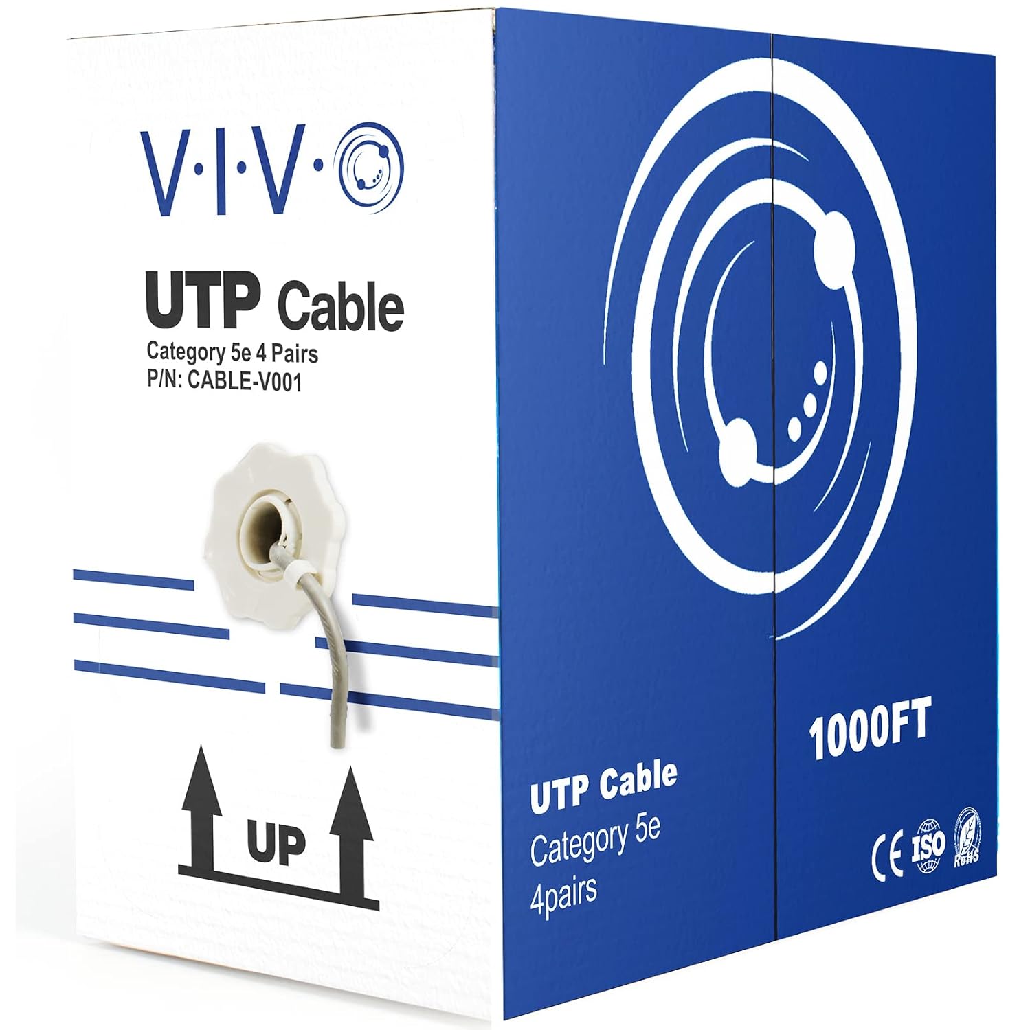 VIVO 1,000ft Bulk Cat5e Wire, CCA Ethernet Cable, 24 AWG, UTP Pull Box, LAN Network, Gray, CABLE-V001
