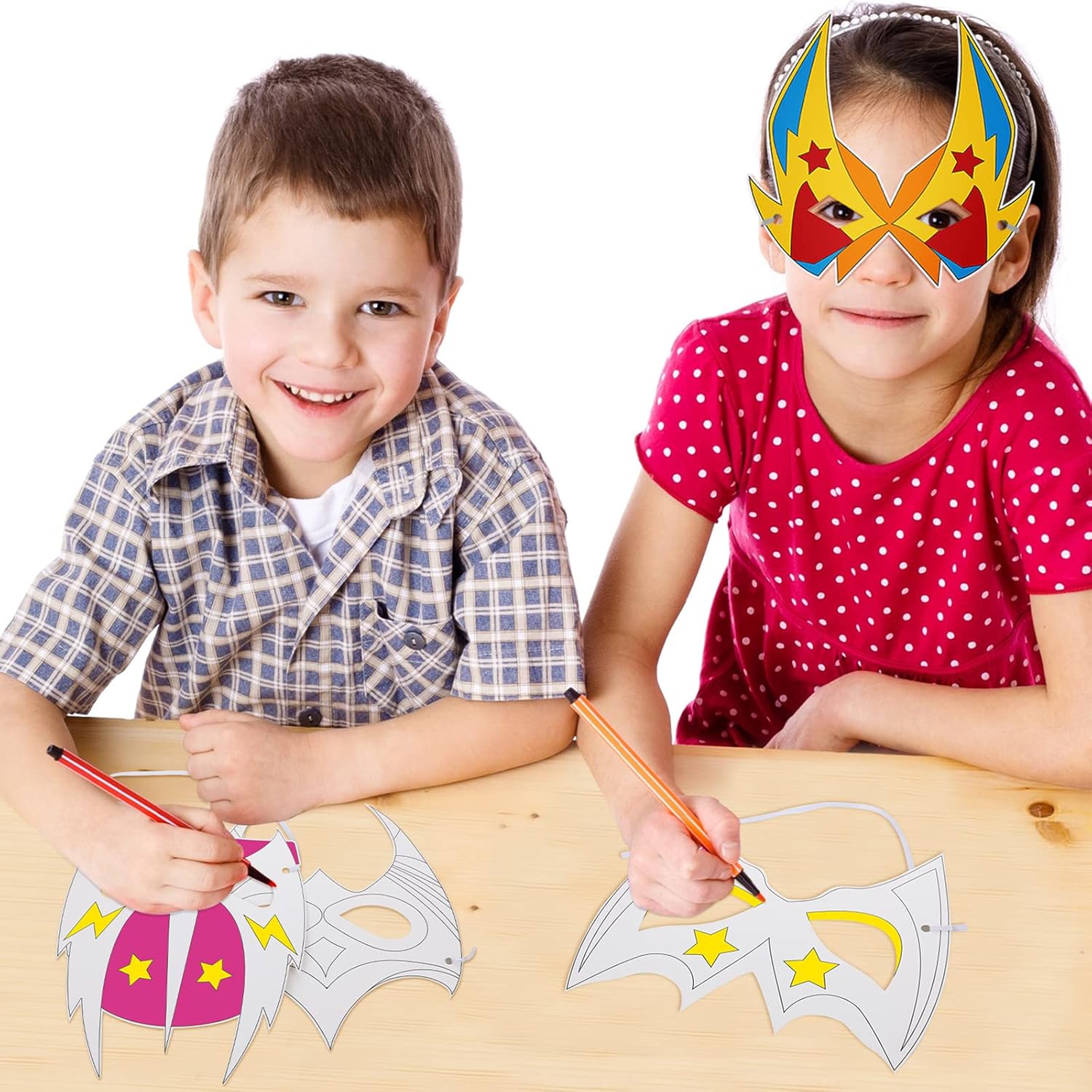 Sosation 36 Pcs Color Your Own Hero Masks DIY Blank Paper Masks with Ropes for Kids Birthday Party Graffiti Craft - Image 5
