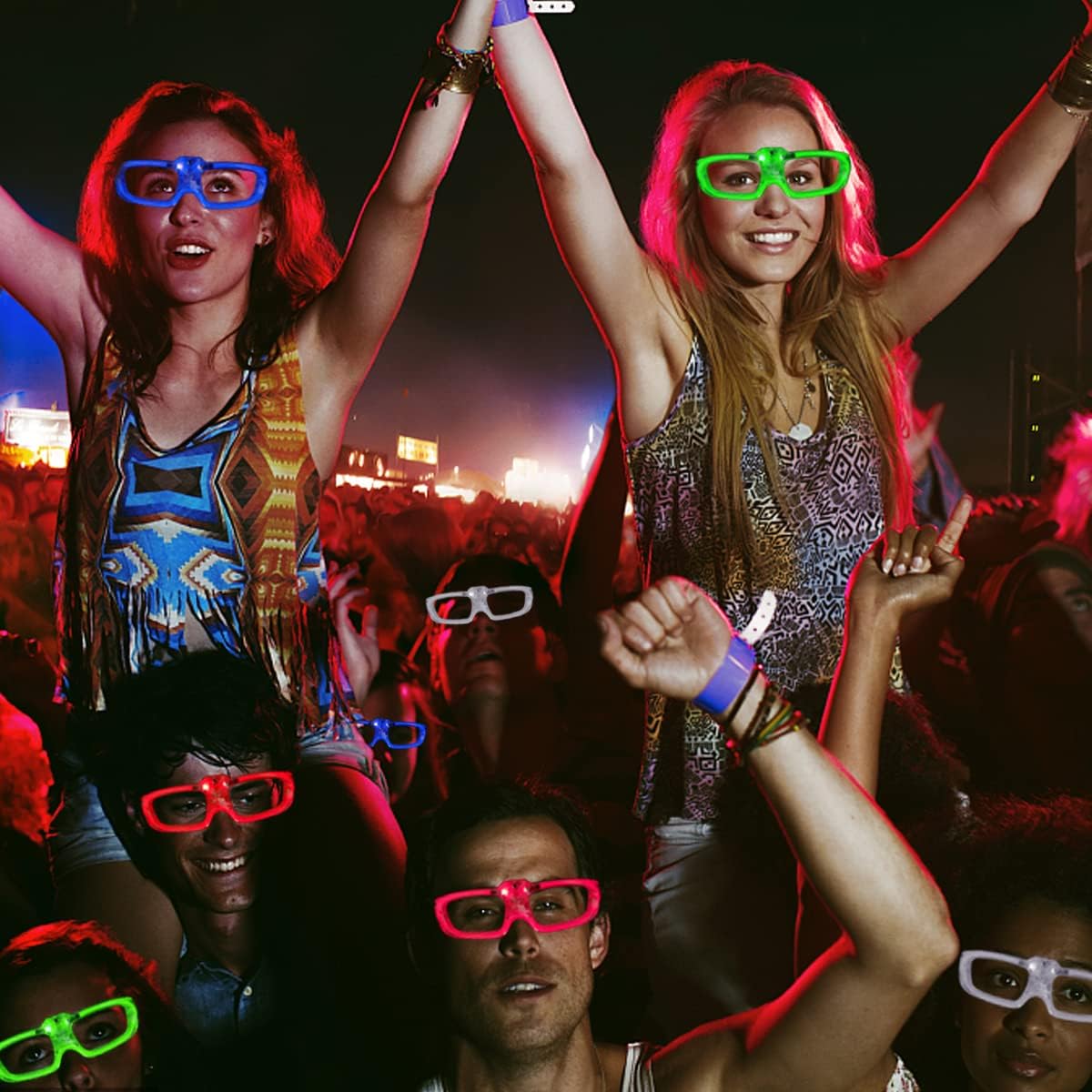 20 LED Glasses for Kids Adults Glow in The Dark Party Favor Supplies Light up Glasses Toys for Halloween Concert Glow Bulk fit Neon Glow Party Favors,Wedding,Disco Concert,Raves &Birthday Xmas