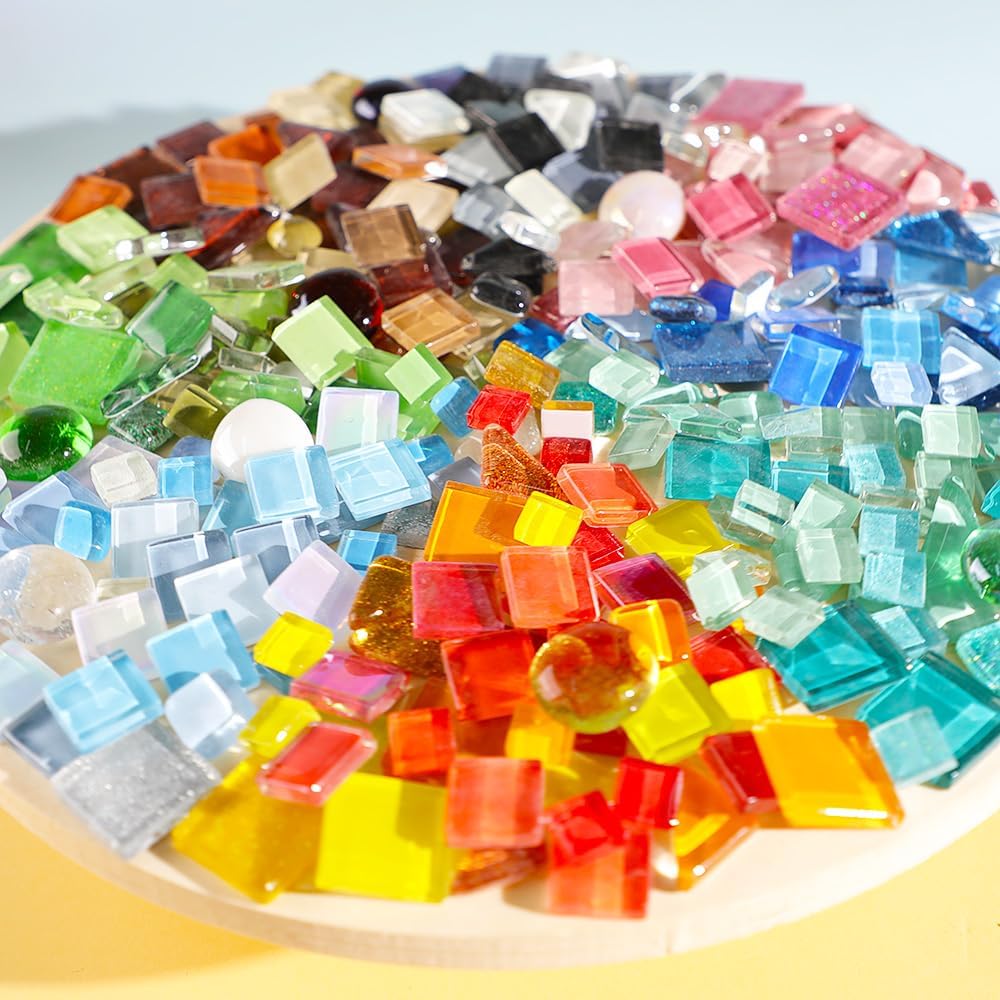 1 LB Mixed Crystal Glass Mosaic of Different Sizes, Loose DIY Mosaic Art Hobbies Craft Material, Accessories, Mosaic Supplier (DS100)