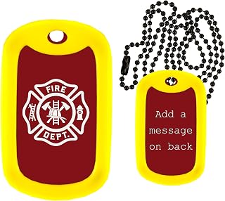 Gutentagit Firefighter Dog Tags - Fire Department - Custom Engraved Fireman Dog Tag Necklace