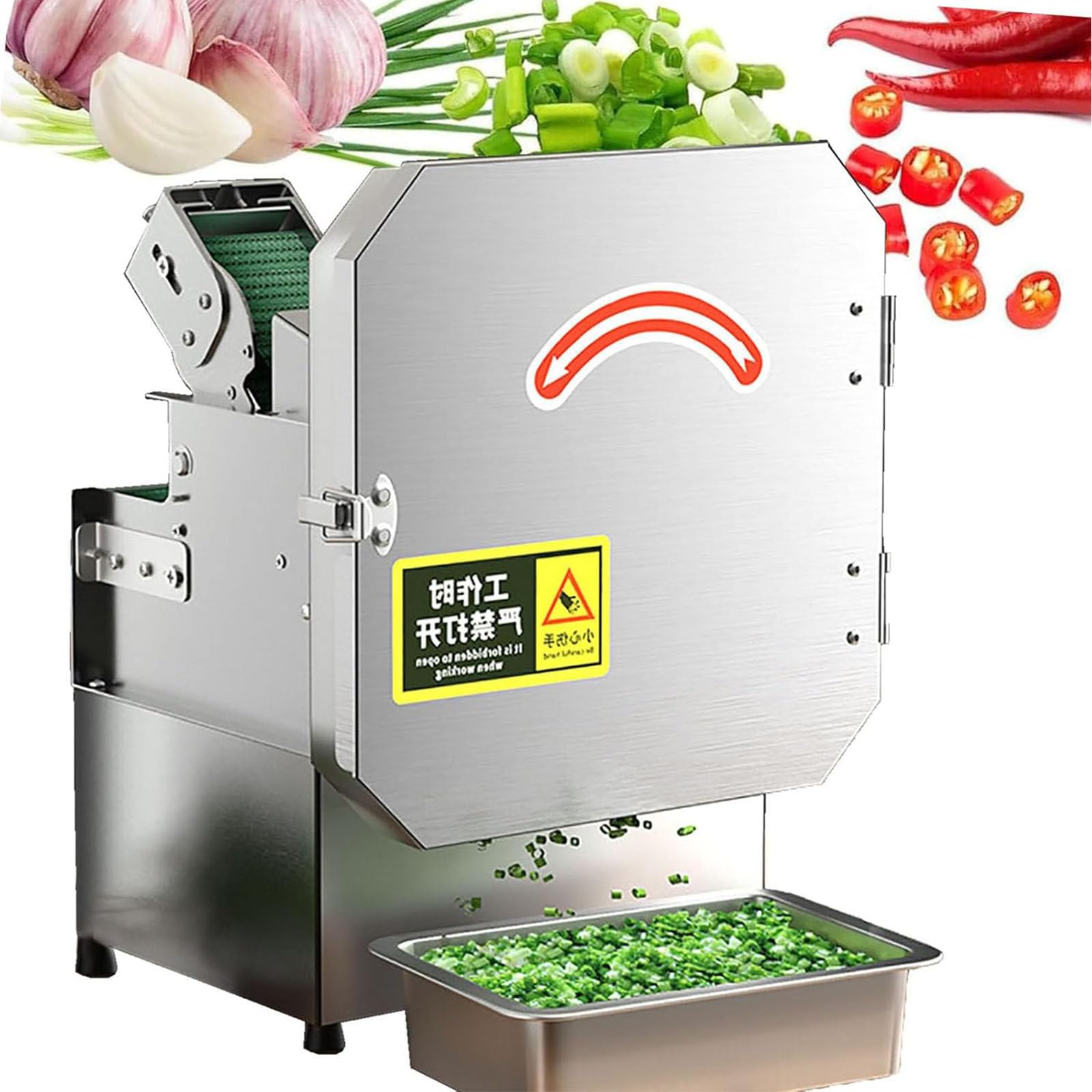 300 W kommerzieller Gemüseschneider, Das einzelne Verarbeitungsvolumen erreicht 500 Gramm, für Grün, Zwiebeln, Paprika, Kartoffeln, Pilze, Edelstahl, professionelle Qualität