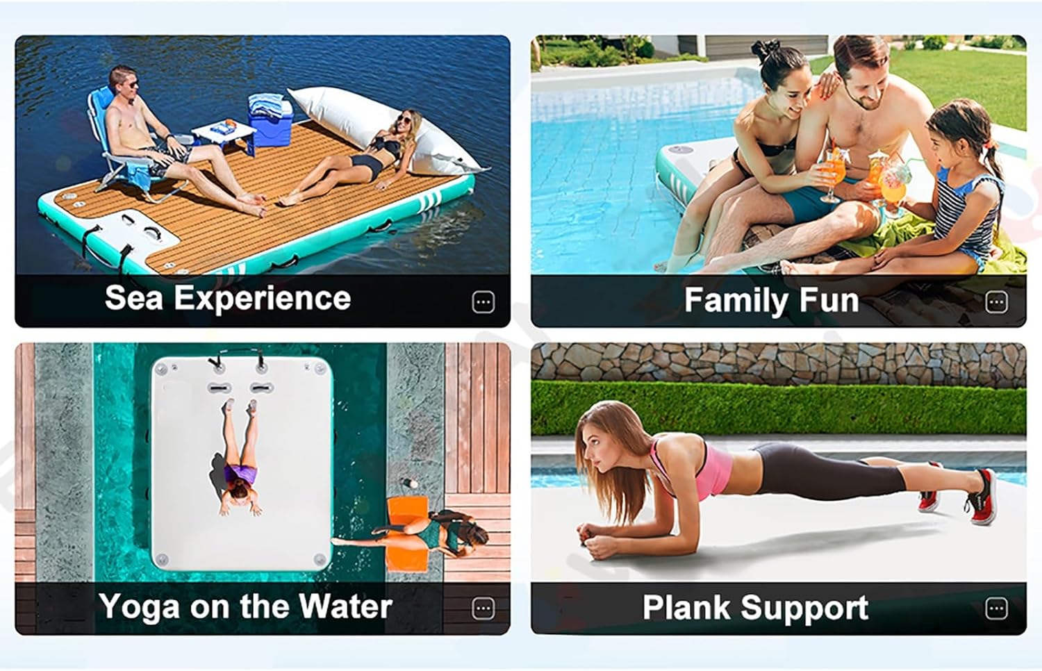 Inflatable Floating Dock, Non-Slip Water Floating Dock Mat with Portable Carrying Bag & Detachable Ladder, Floating Platform Island Raft for Pool Beach Ocean(9.8ft(L) x 6.6ft(W))