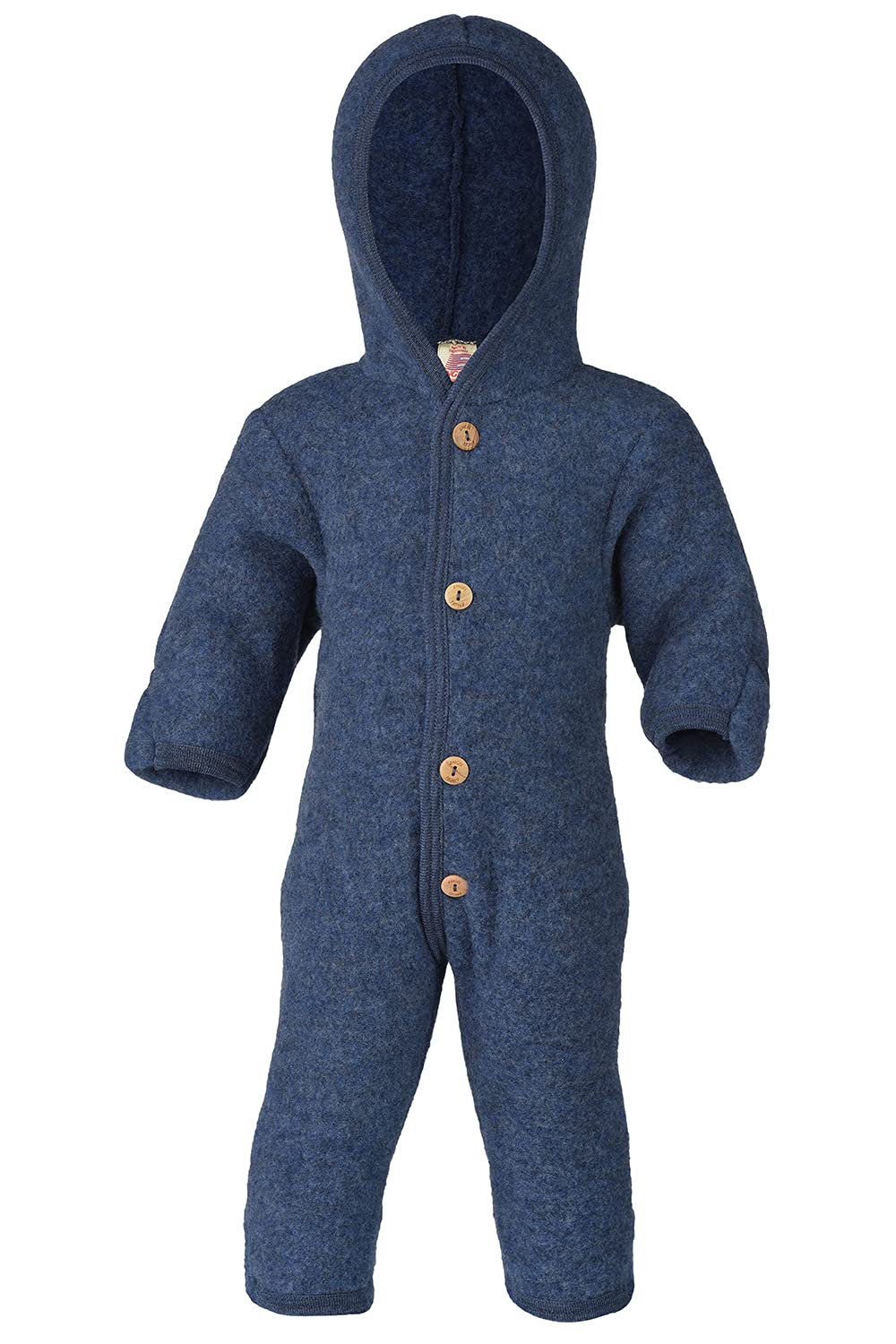 Ecoable Baby Fleece Bunting: Thermal Footed Coverall Romper with Hood for Toddlers, Organic Merino Wool (EU50-56 | 0-3 months, Blue)