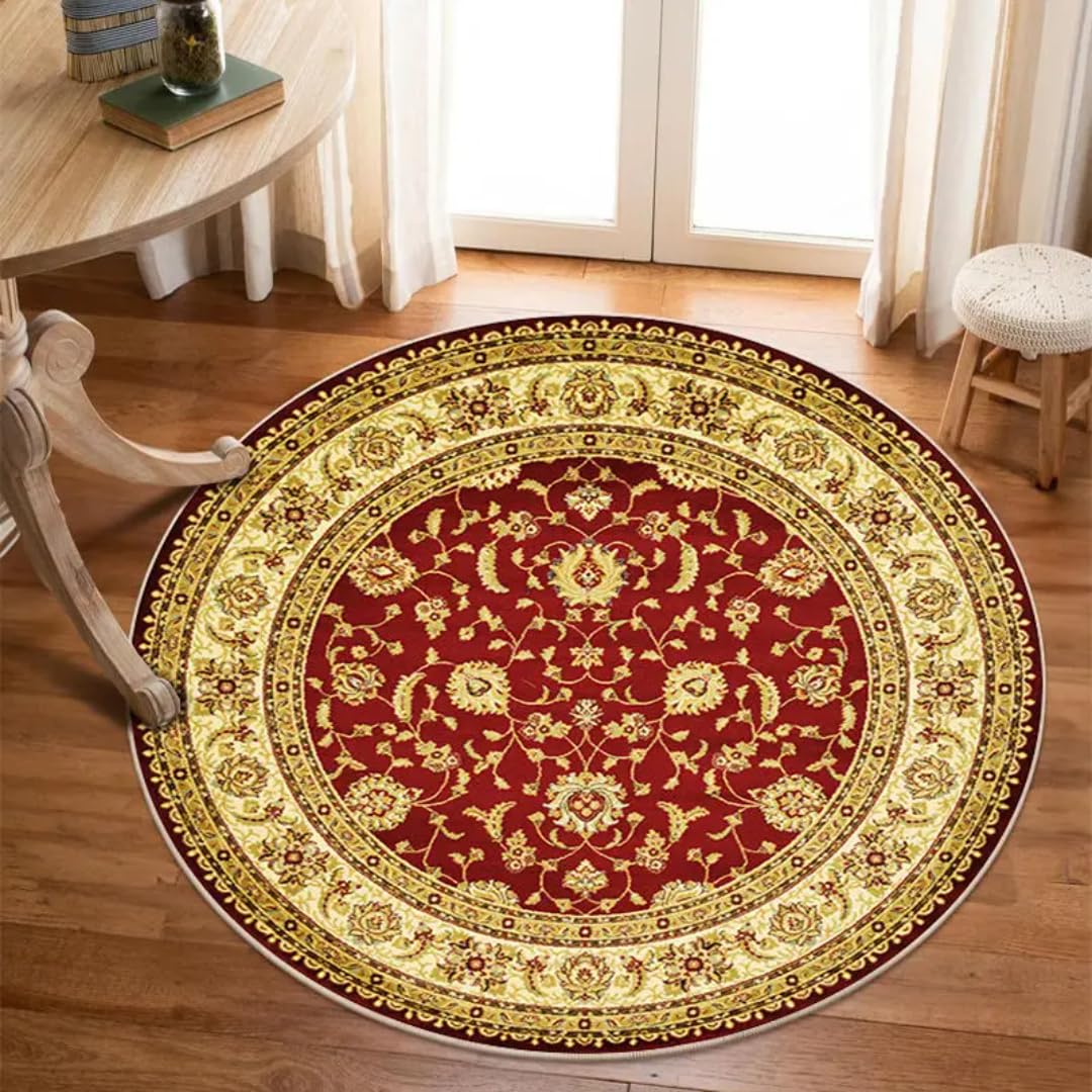 Tapis de luxe rond lavable de 200 cm au design lumineux pour decoration interieure premium