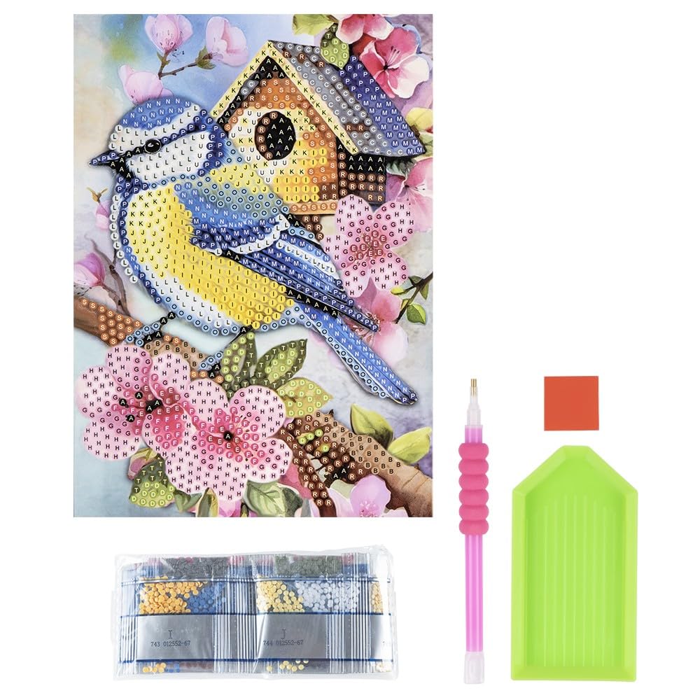 Ideen Mit Herz Great Tit With Birdhouse Diamond Painting Greeting Card | Din B6 (11.5 X 16.5 Cm) | 370 G/M² | Includes Envelope & Tools (Great Tit With Birdhouse)