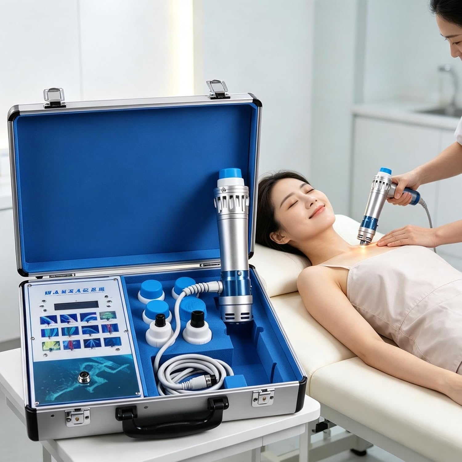 Apparecchio Per Terapia A Onde Durto, Strumento Per Terapia A Onde Durto, 7 Testine Massaggianti, Energia E Frequenza Regolabili Da 50 A 105 Mj, Massaggiatore Per Tessuti Profondi, Per Schiena,