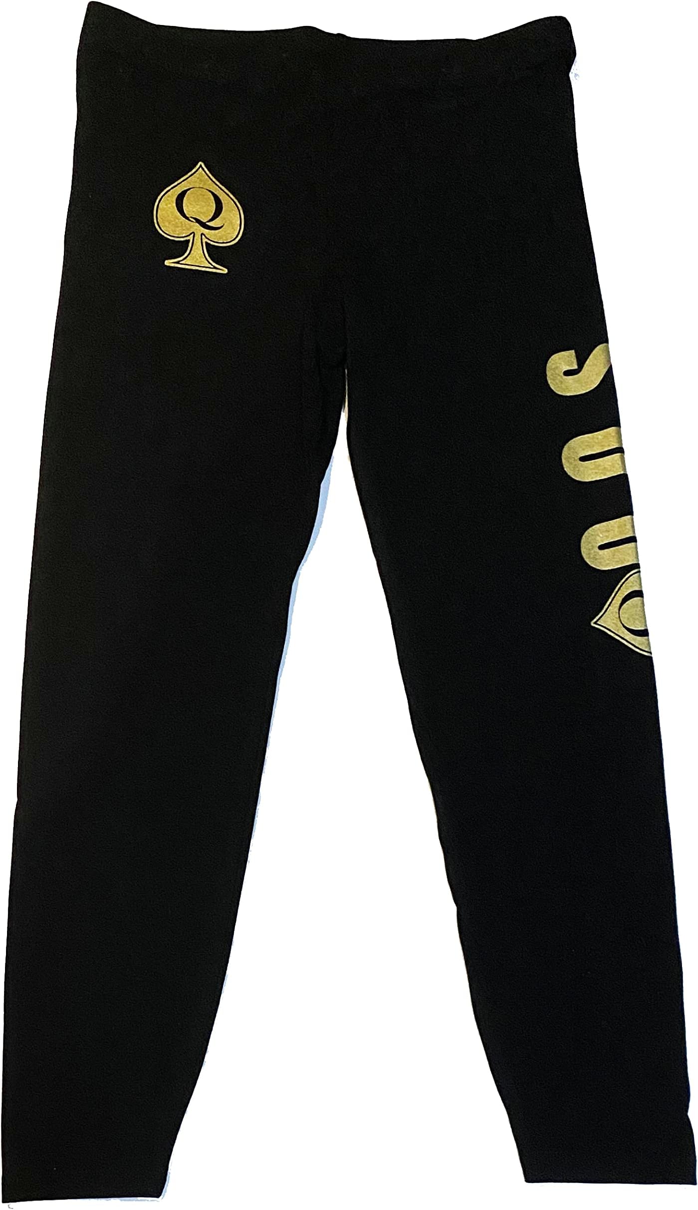 Yoga Pants with Queen of Spades Symbol Print, Make a Bold Statement