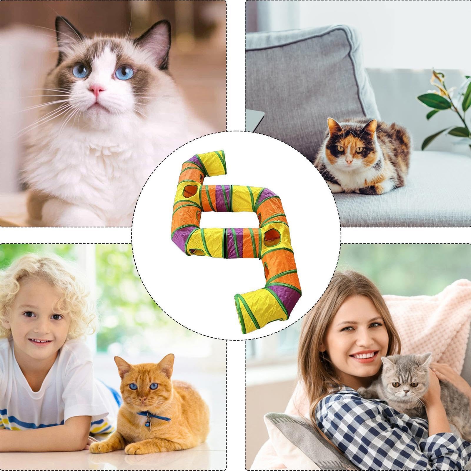Tunnel Giocattolo Per Gatti Decorazione Pieghevole e Lavabile | Tubo Gatti E Tunnel Animali Adatto A Cuccioli Furetti Giardino Prato Appartamento Casa Soggiorno