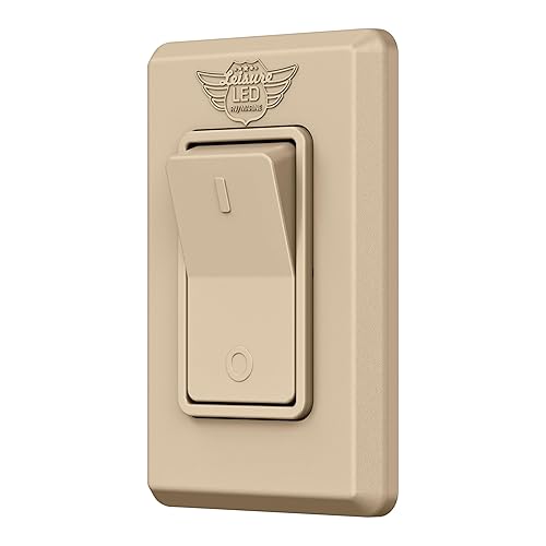 Miniatura 10 de Leisure LED Interruptor de encendido y apagado SPST moderno con bisel, 12 voltios, para RV, remolque, cámper, con etiqueta adhesiva (blanco)
