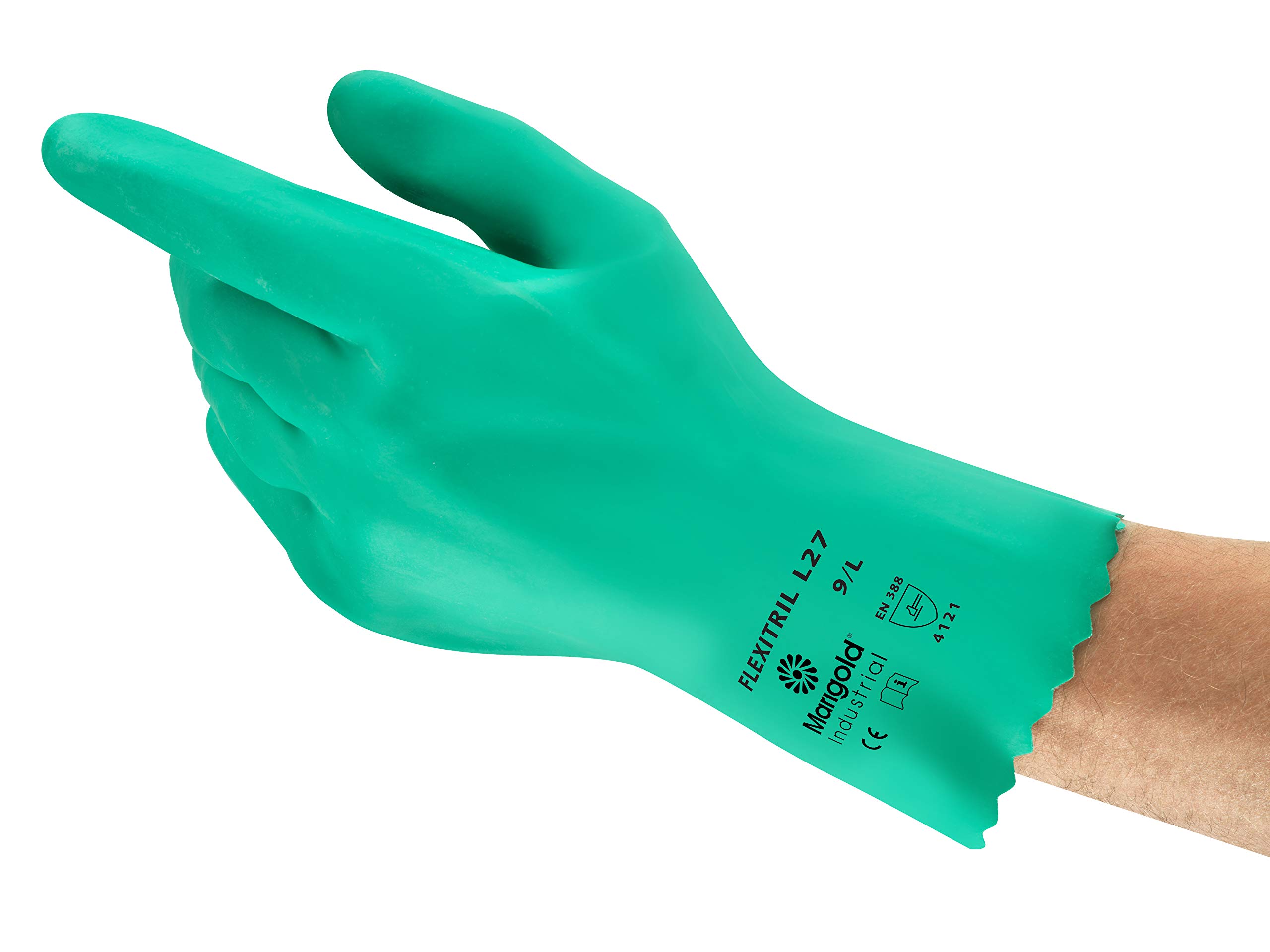 Ansell Flexitril L27 Nitrilo Guante contra productos químicos, Verde, Tamaño 10 (12 Pares)